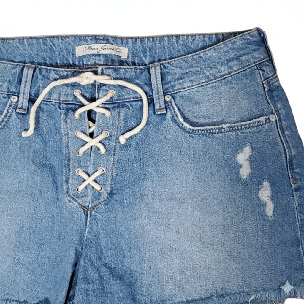 Mavi Mavi Size 29/9 Jean Shorts Denim Cut Off Tie Fly Cotton Blue Size 30" / US 8 / IT 44 - 4 Thumbnail