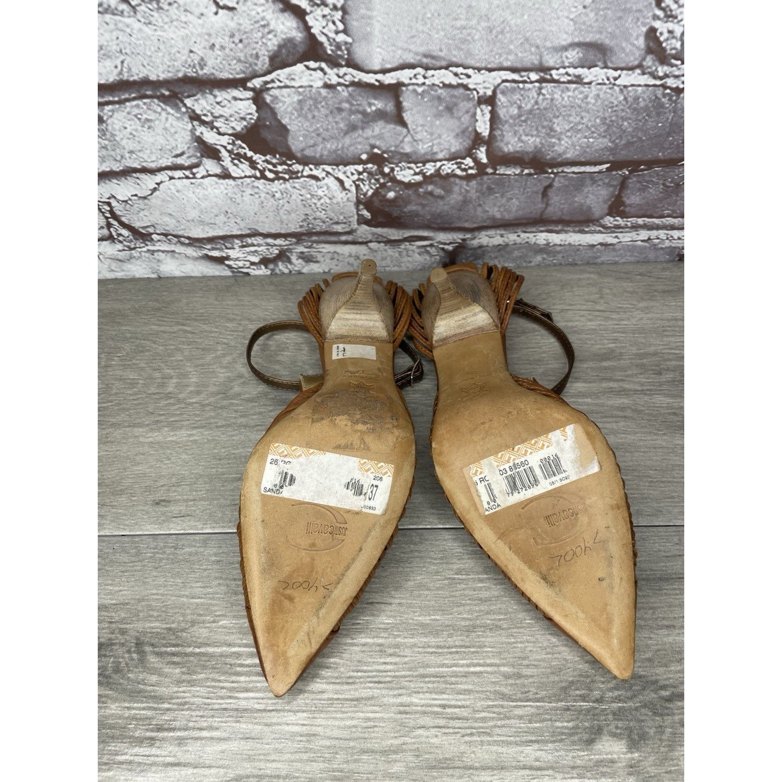 Just Cavalli Just Cavalli Brown Leather Studded Pointed Ankle Strap Stile Size US 6.5 / IT 36.5 - 6 Thumbnail