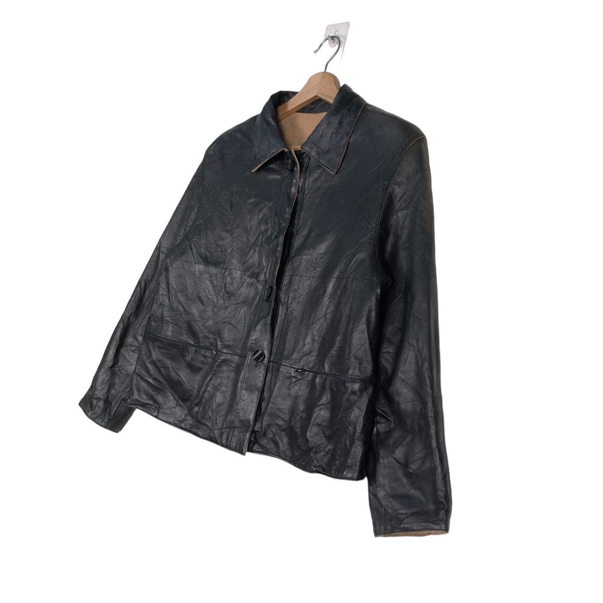 Japanese Brand Cropped Biker Racer Leather Jacket Donna Japan Issey Miyake Size US M / EU 48-50 / 2 - 2 Thumbnail