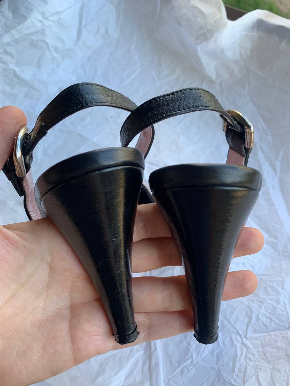NAVYBOOT Navyboot black leather vintage slingback heels Size US 7 / IT 37 - 9 Thumbnail