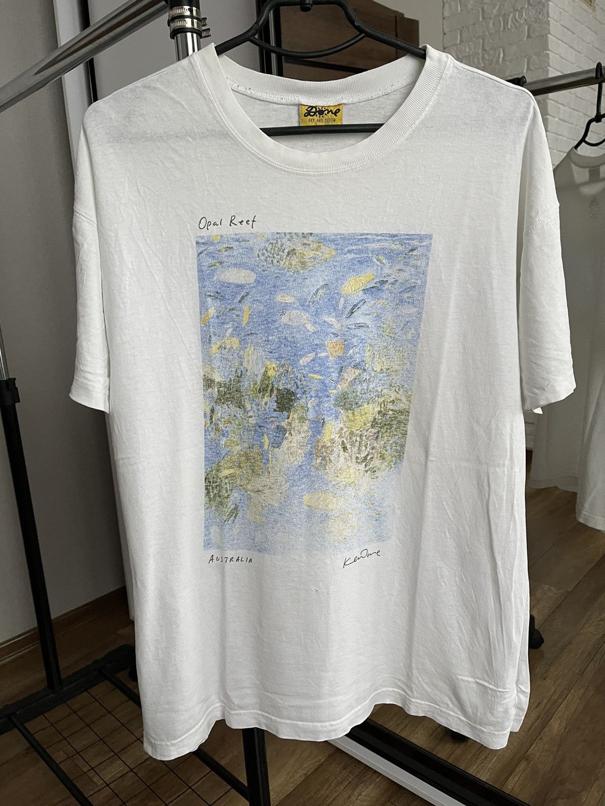 image of Ken Done Australia Opal Reef Art T-Shirt Tee 90's in White, Men's (Size Large)