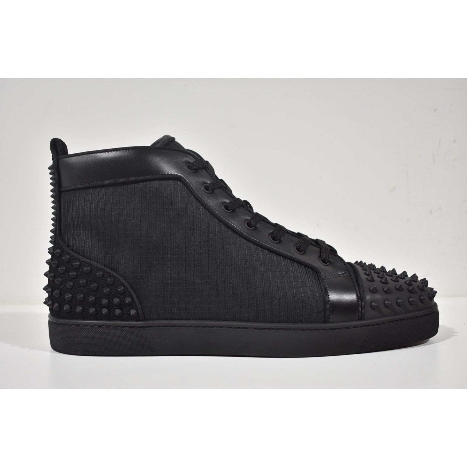 Christian Louboutin Christian Louboutin Lou Spikes 2 Flat Black Reflex Tissu Size US 15 / EU 48 - 1 Thumbnail