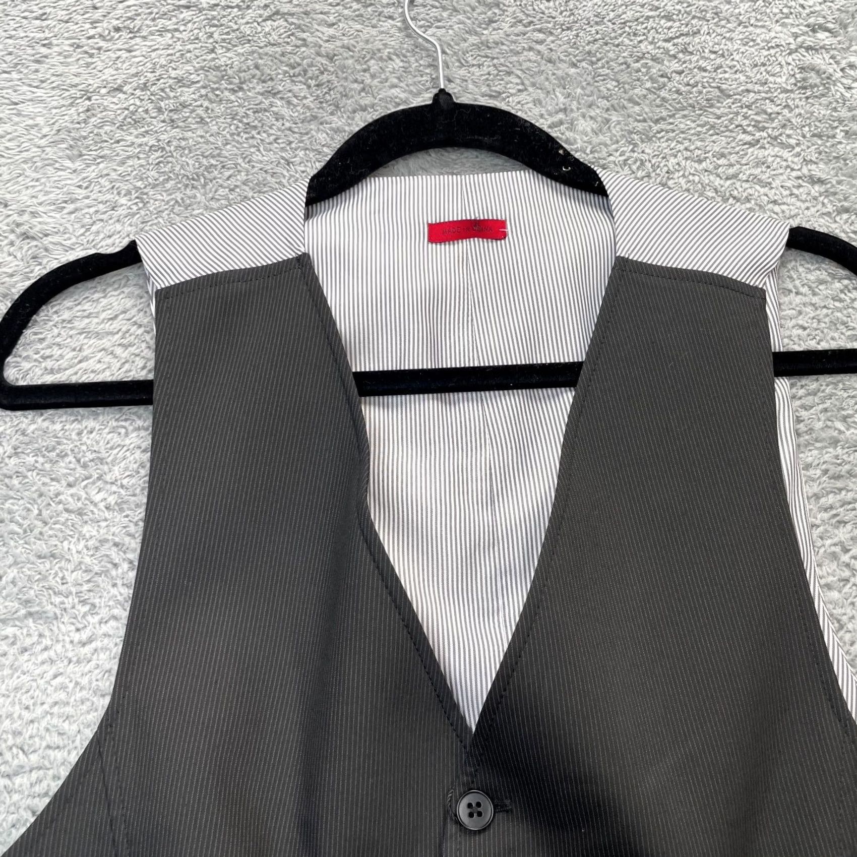 John Varvatos John Varvatos Vest Mens Medium Black Waistcoat Striped Back Cinch Button Front vest Size US M / EU 48-50 / 2 - 7 Thumbnail