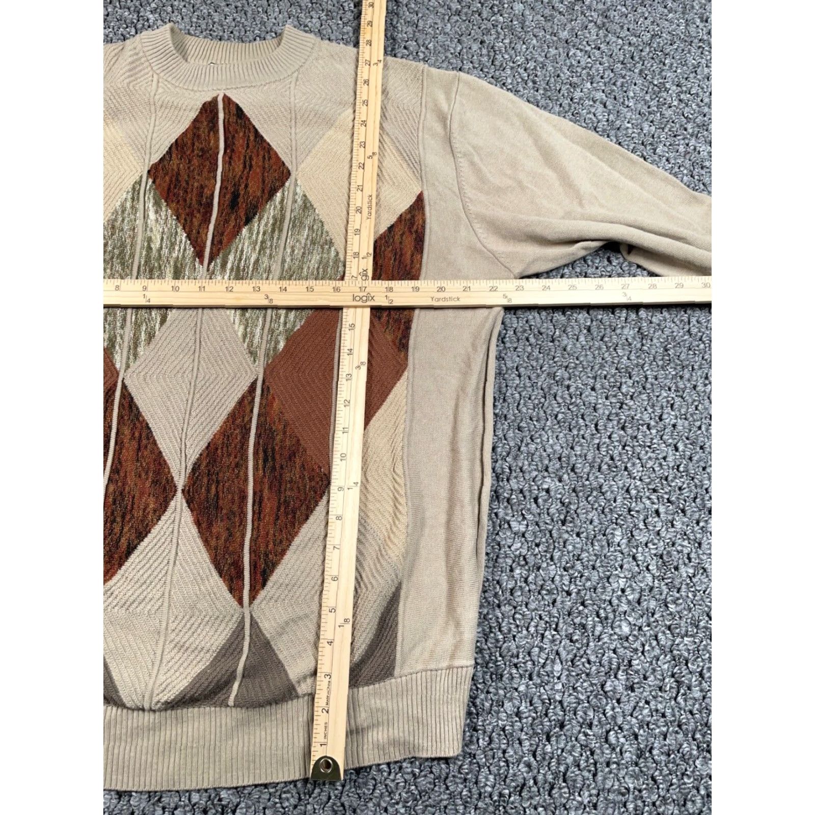 Vintage VINTAGE Tagio Argyle Diamond Pattern Sweater Adult Large Beige Lightweight Crew Neck 90s Mens Size US L / EU 52-54 / 3 - 4 Thumbnail