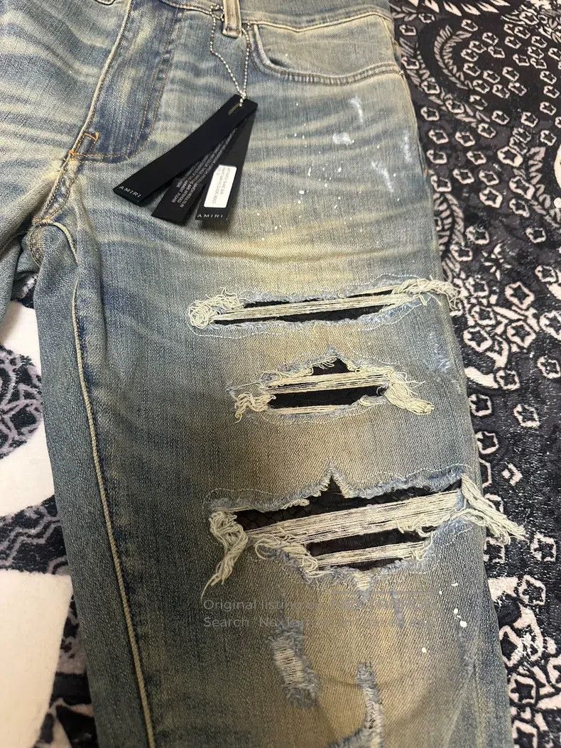 Amiri Amiri Classic Embroidered Patchwork Destroyed Blue Denim P Size US 32 / EU 48 - 5 Thumbnail