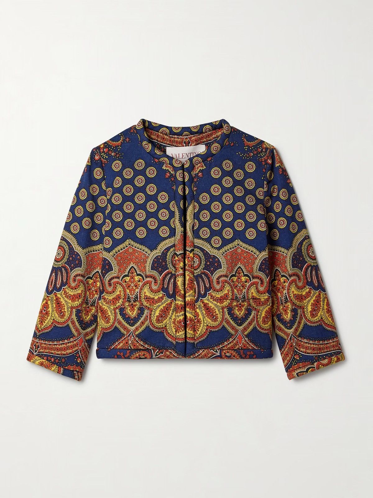 Valentino Valentino Garavani Paisley Crop Denim Jacket 38 IT 2 US NWT Size XS / US 0-2 / IT 36-38 - 2 Thumbnail