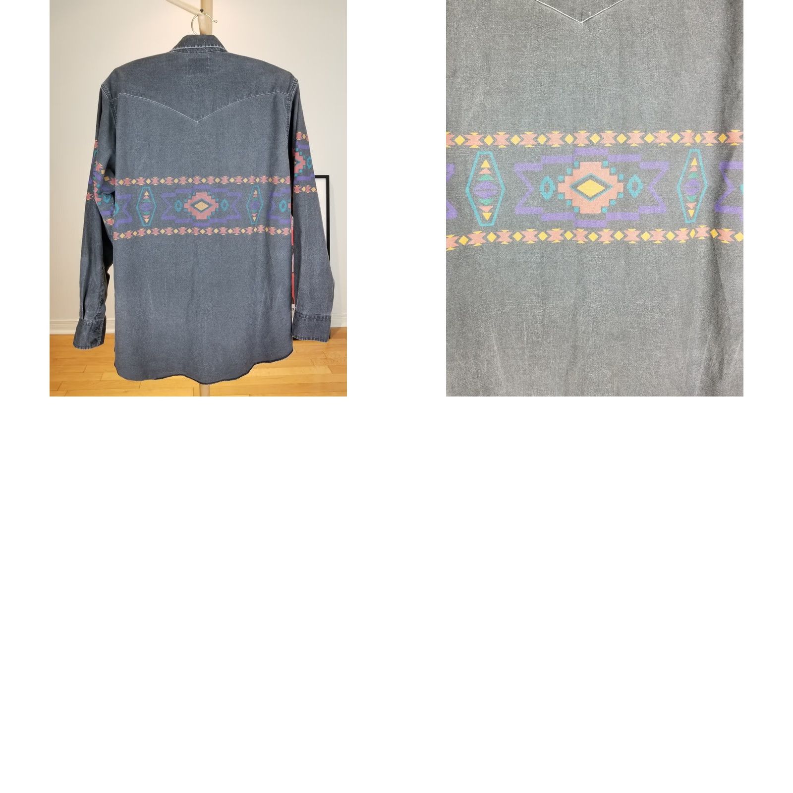 Wrangler VINTAGE Wrangler Brushpopper Aztec Pattern Western Cowboy Shirt SZ 16 1/2 Men Long Sleeve Black Canvas Hooded Lined 90s Style Size US XL / EU 56 / 4 - 8 Thumbnail