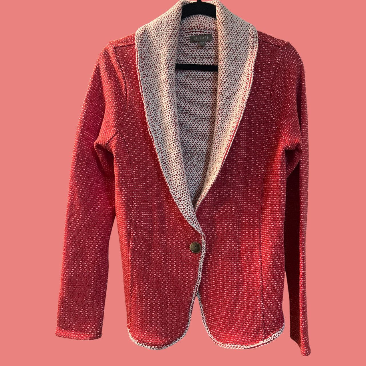 Other Lilla P Easy Button Shawl Collar Red Marled Sweater Blazer Size S / US 4 / IT 40 - 1 Thumbnail