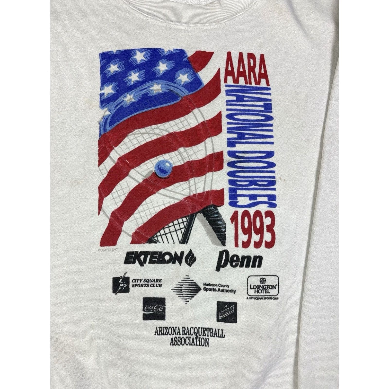 Vintage VINTAGE 90s Tennis National Championship Pullover Sweatshirt Mens Size L White Cotton Fleece Logo USA Retro 90s Size US XL / EU 56 / 4 - 2 Thumbnail