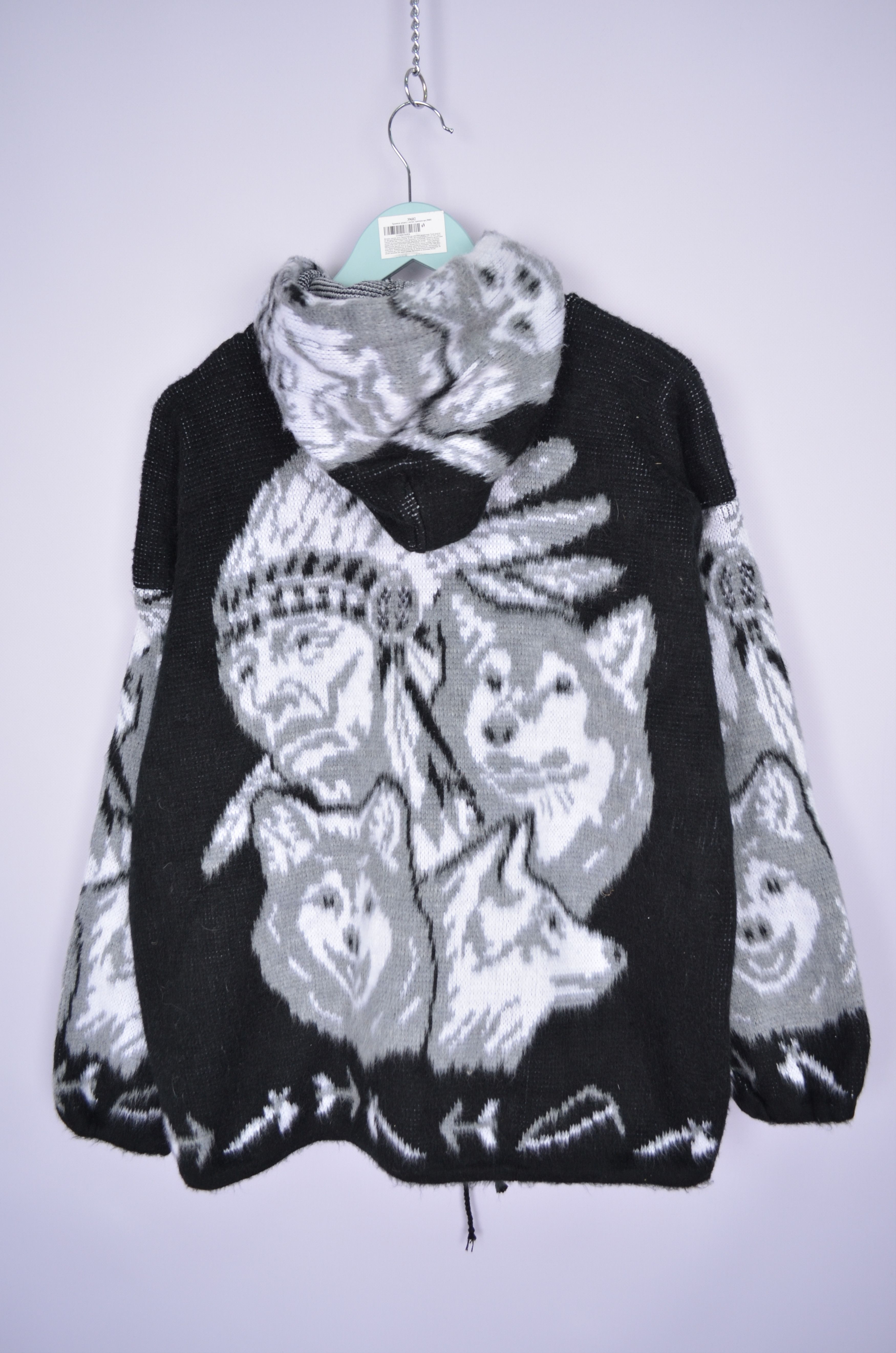 Vintage VTG Native American Wolf Sweater M Black White Wool Full Zip Size US M / EU 48-50 / 2 - 6 Thumbnail
