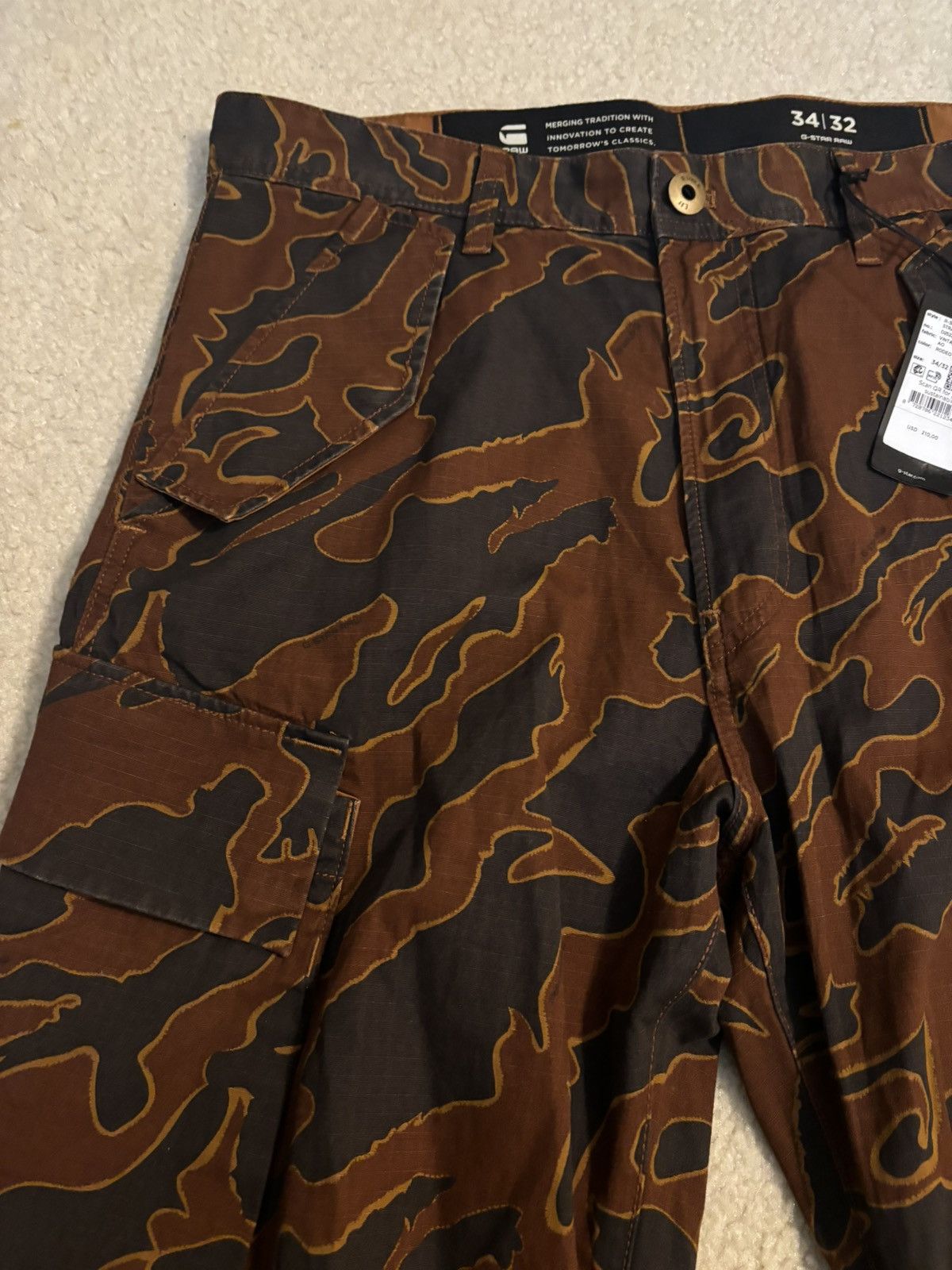 G-Star G Star Raw R-3N Straight Ripstop Cargo Pants Island Camo Size US 34 / EU 50 - 2 Thumbnail