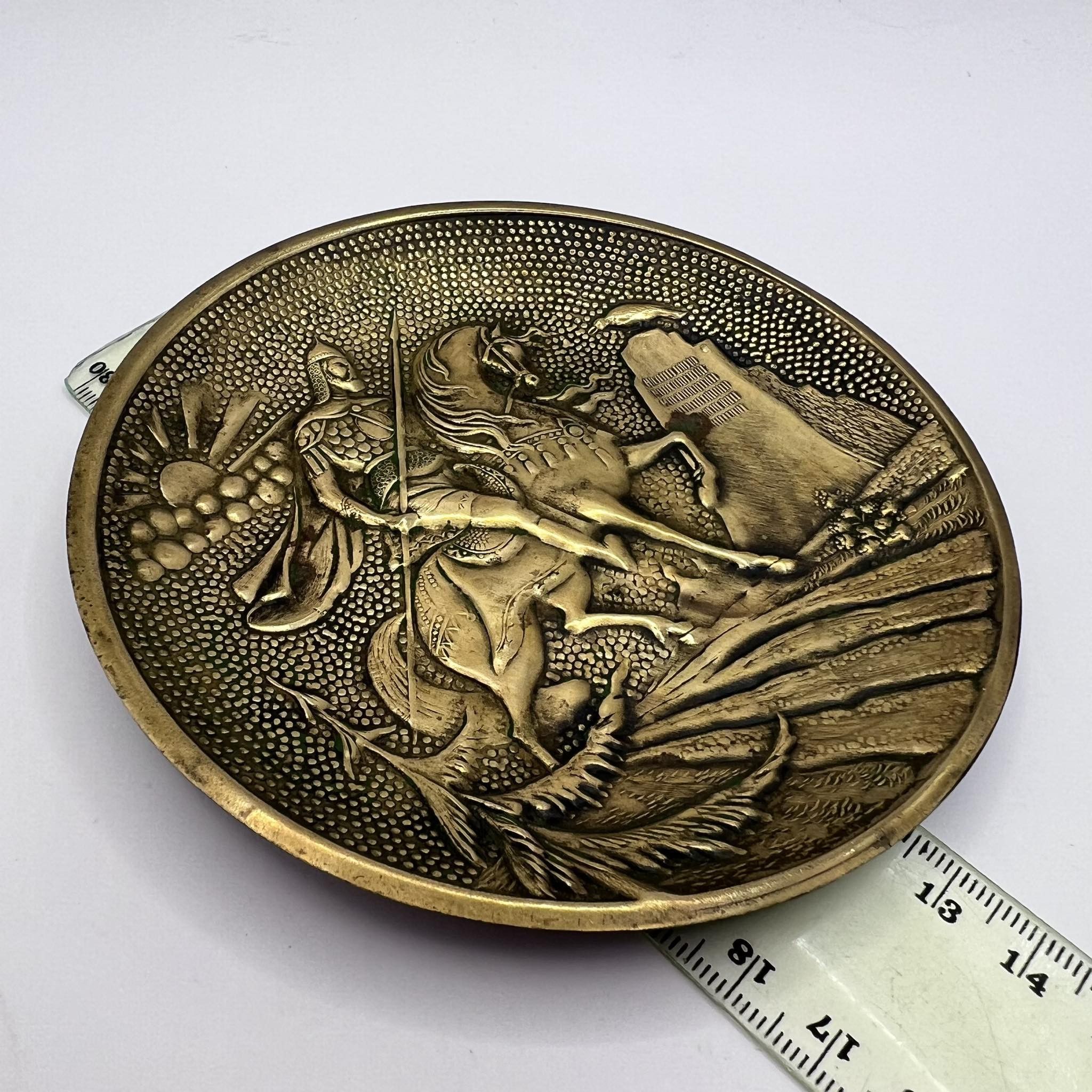 Vintage Vintage soviet Wall Plate Ashtray Brass Myth Fairytale Folk Size ONE SIZE - 4 Thumbnail