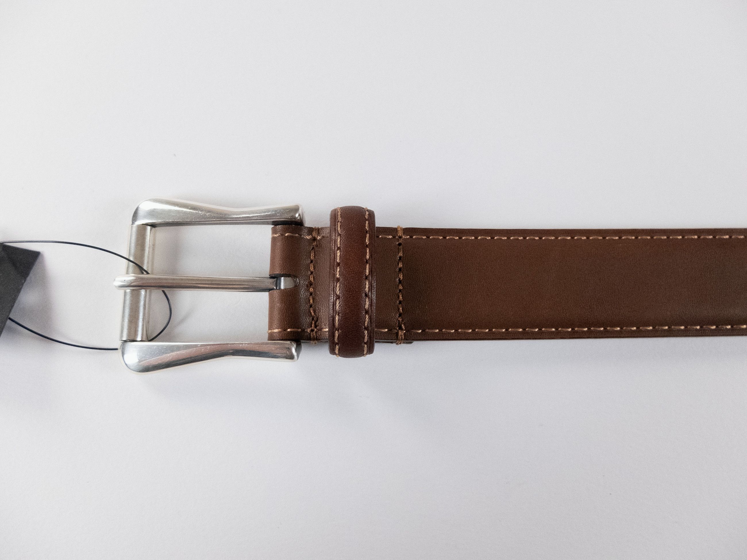 Berluti BERLUTI brown contrast stitch classic leather belt 95 Size 38 - 2 Thumbnail