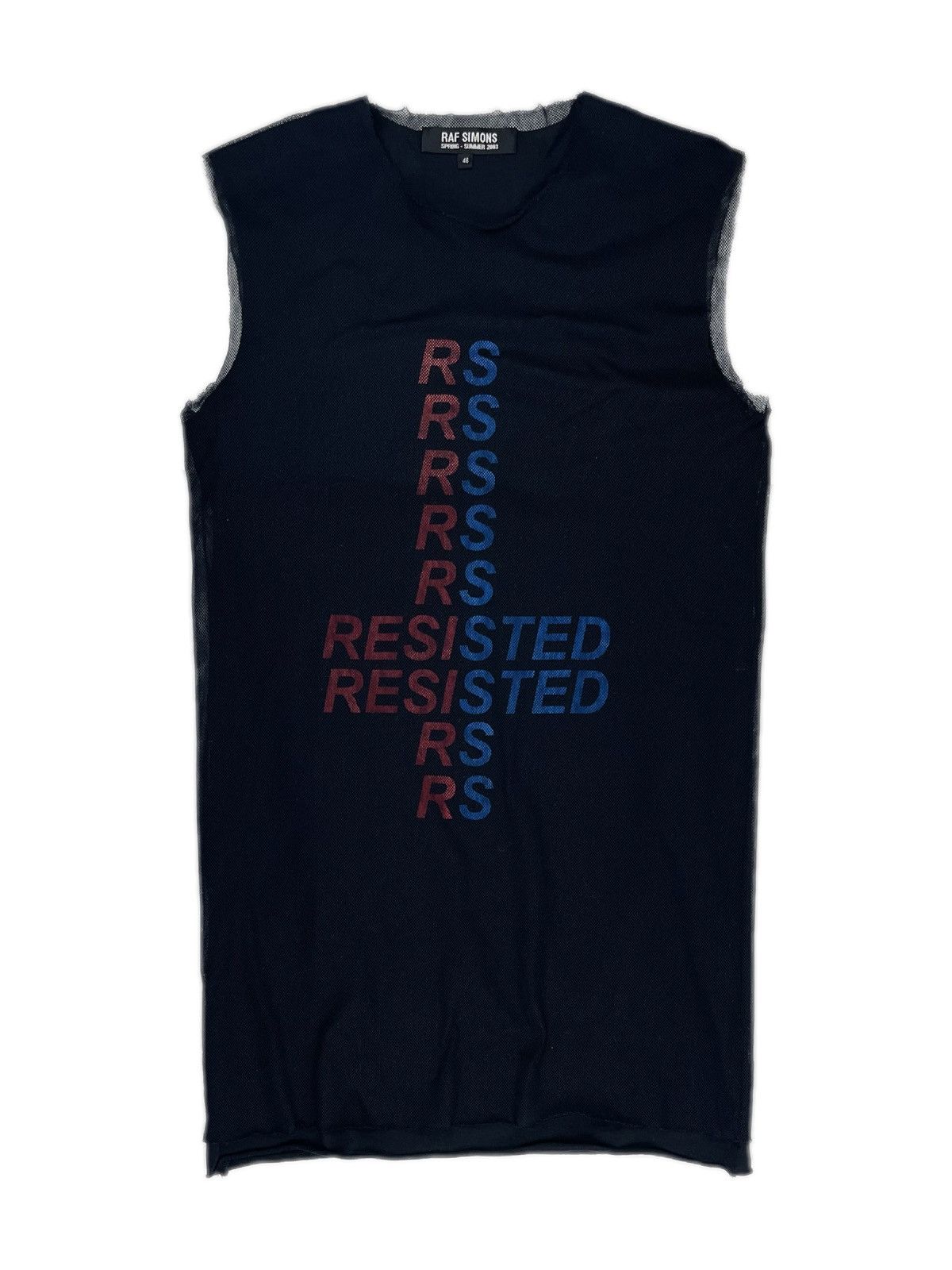 image of Ss03 Raf Simons Consumed Resisted Net Mesh Tank Top in Black, Men's (Size Small)