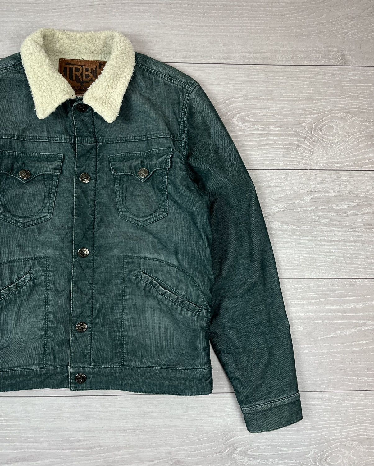 True Religion True Religion Green Logo Sherpa Jacket Streetwear Size US L / EU 52-54 / 3 - 3 Thumbnail