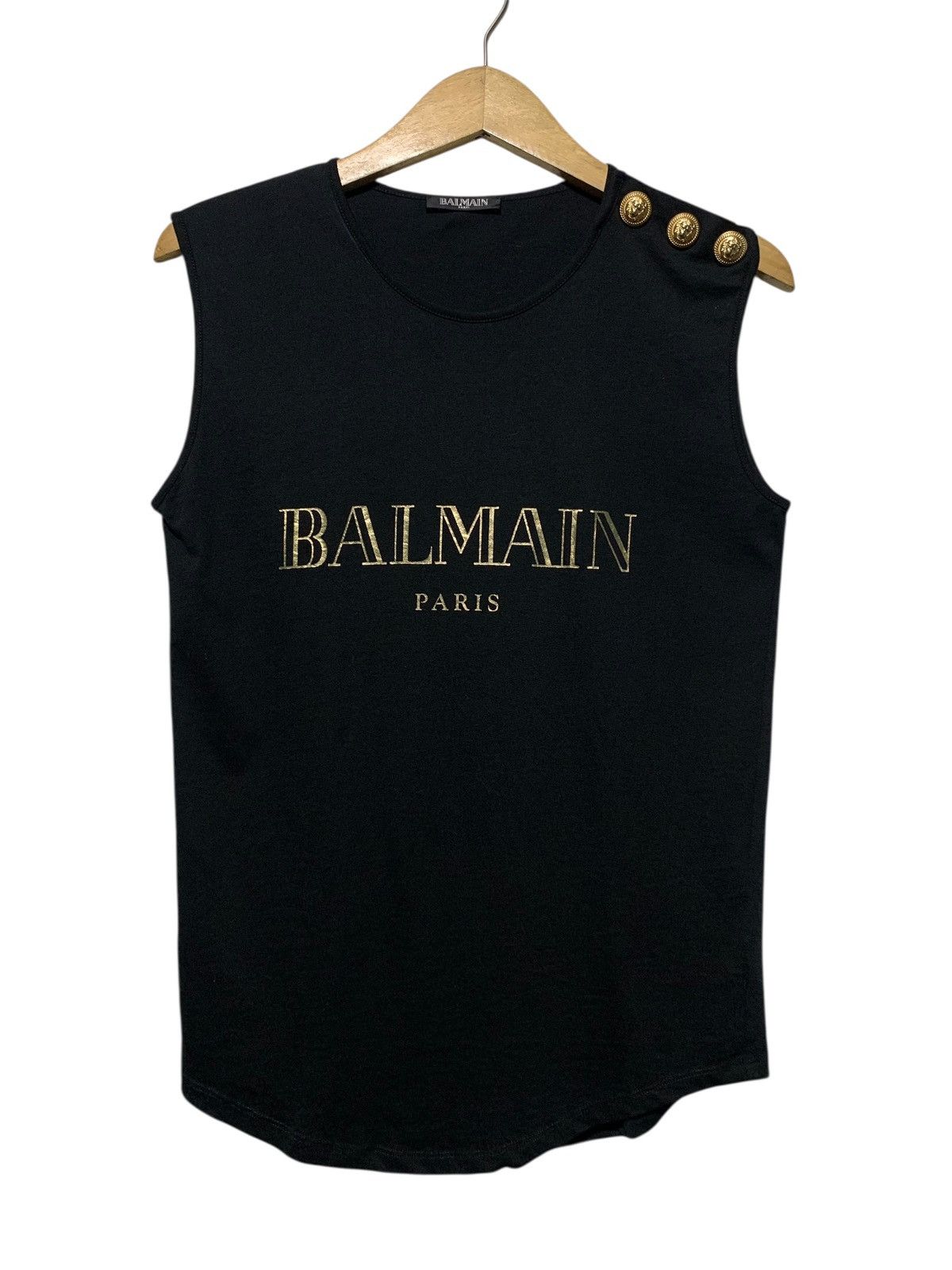 Balmain Balmain paris gold logo snap button tanktop Size US S / EU 44-46 / 1 - 3 Thumbnail