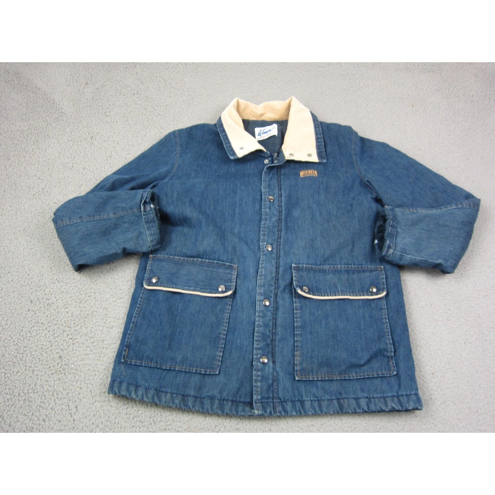 Vintage VINTAGE Wiman Bomber Jacket Mens L Blue Denim Snap Collar Made in USA 70s USA 90s Mens Old School Denim Jacket Size US L / EU 52-54 / 3 - 2 Thumbnail