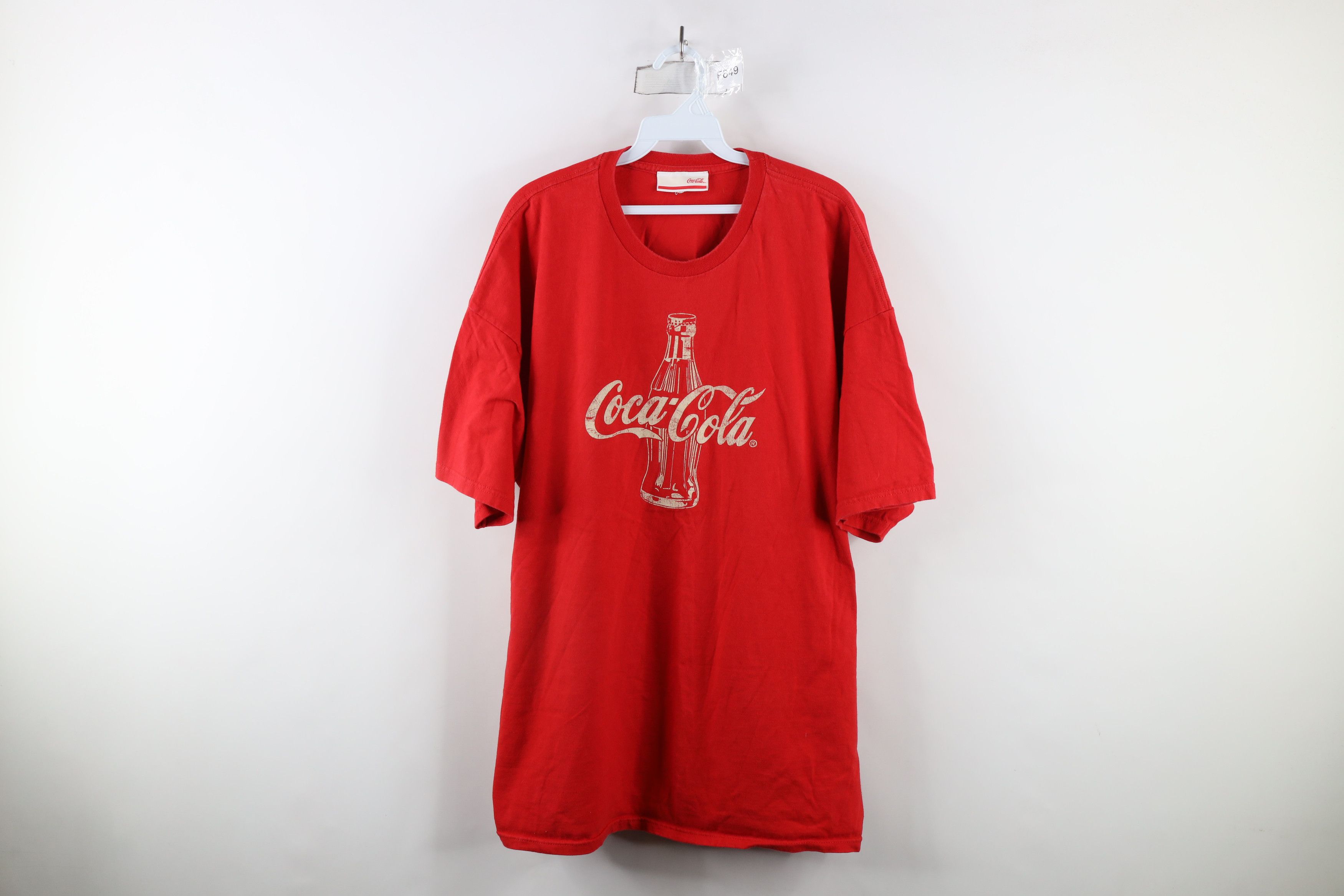 Coca Cola × Vintage Vintage Coca Cola Spell Out Glass Bottle T-Shirt Red Cotton Size US XXL / EU 58 / 5 - 1 Thumbnail