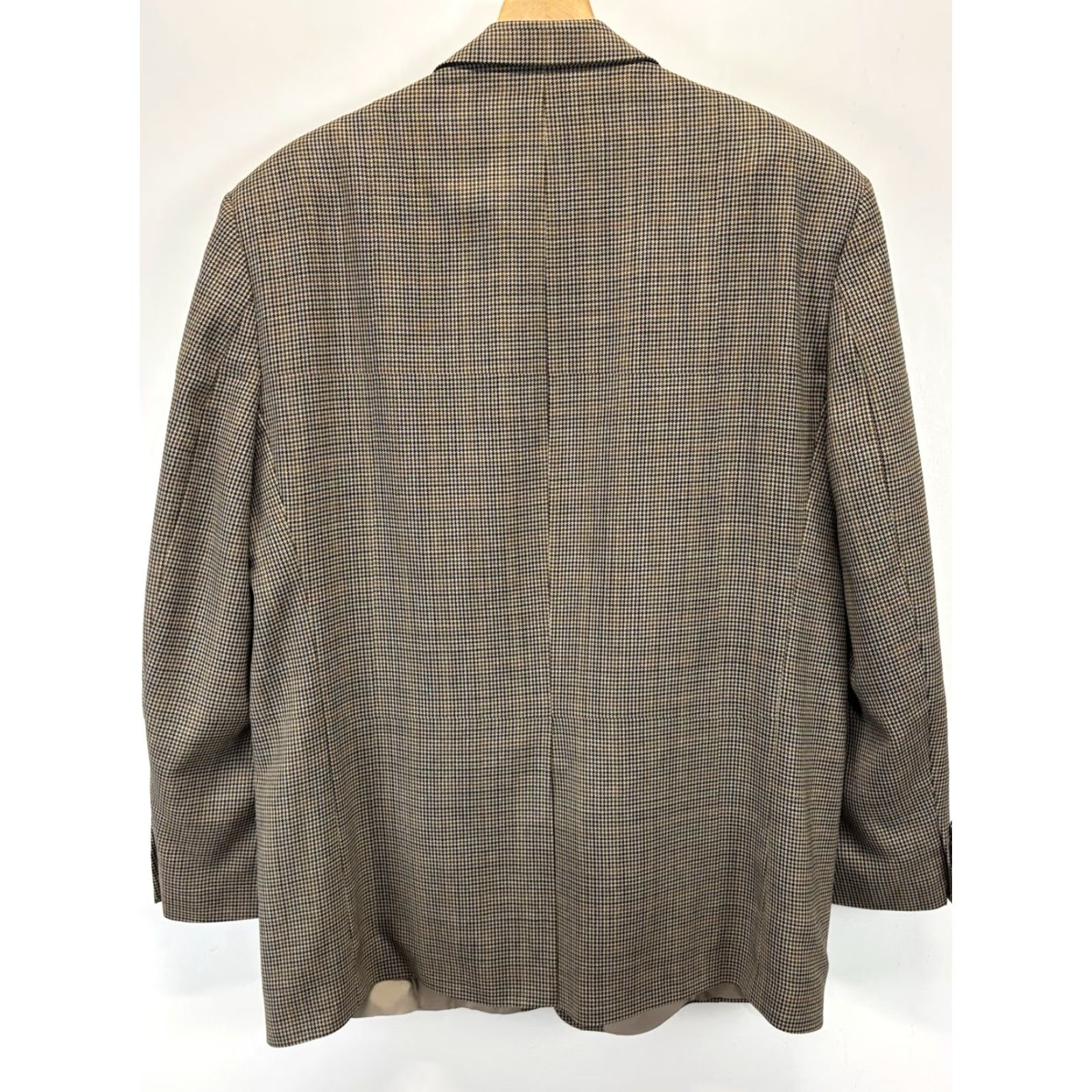 Ralph Lauren VINTAGE Lauren Ralph Lauren Wool Blazer Sport Coat Blazer Men’s 46R Brown Mini Houndstooth Plaid Check Regular Coat/Blazer Mens Size 46R - 3 Thumbnail