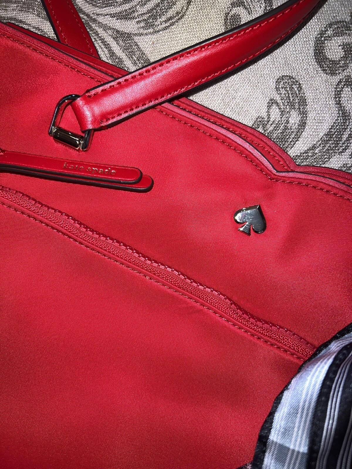 Kate Spade NEW Kate Spade Red Nylon Handbag Purse Tote Bag w/ Scarf Size ONE SIZE - 2 Thumbnail