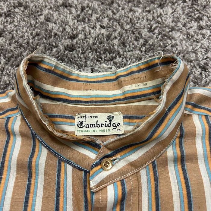 Vintage Vintage 60s Shirt Button Up Striped Cambridge Distressed