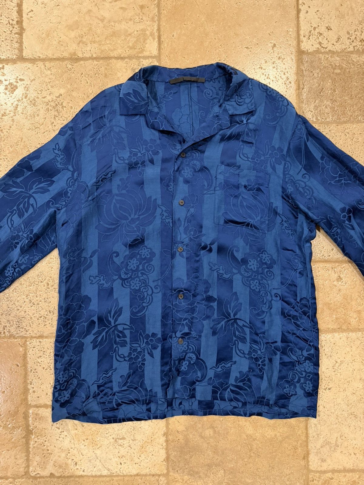 Haider Ackermann Haider Ackermann Floral Brocade Viscoe Blend Blue Shirt Size US S / EU 44-46 / 1 - 6 Thumbnail