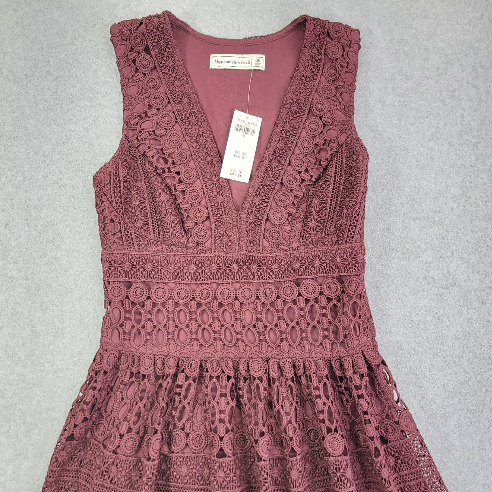 Abercrombie & Fitch VINTAGE Abercrombie & Fitch Lace Mini Dress Women 00 Red NWT Y2K, Dress, Mini, Lace, Red, Women, 00, Vintage, 2000s Size XXS / US 00 / IT 34 - 7 Thumbnail