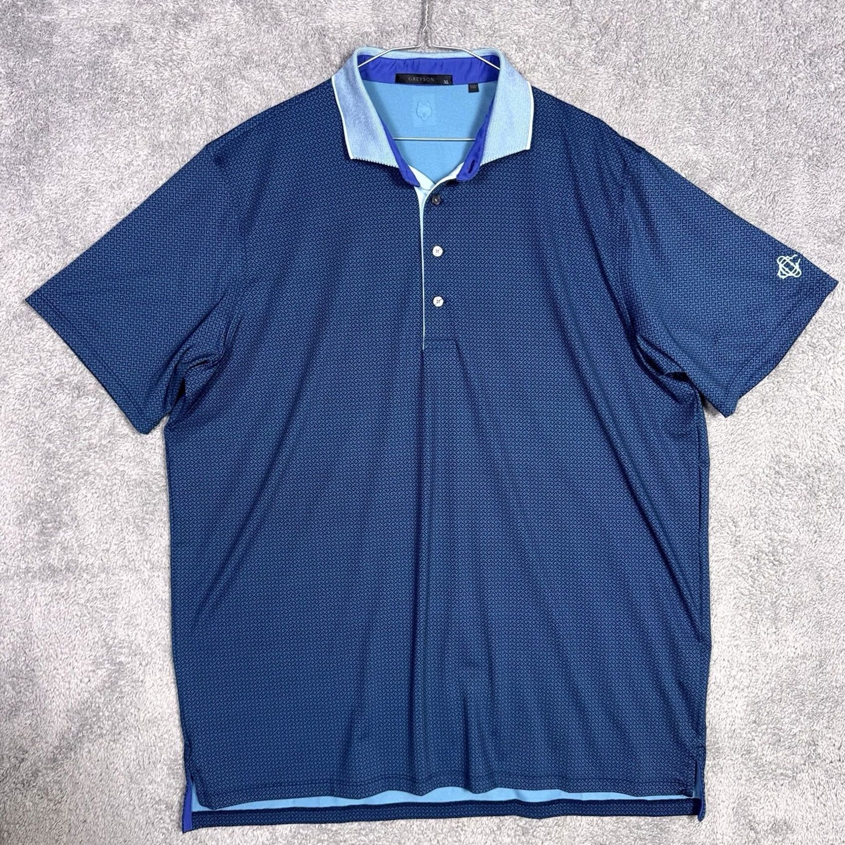 Vintage Greyson Polo Shirt Mens XL Geometric All Over Print Pique Notch Collar Golf Wolf Shirt Size US XL / EU 56 / 4 - 7 Thumbnail