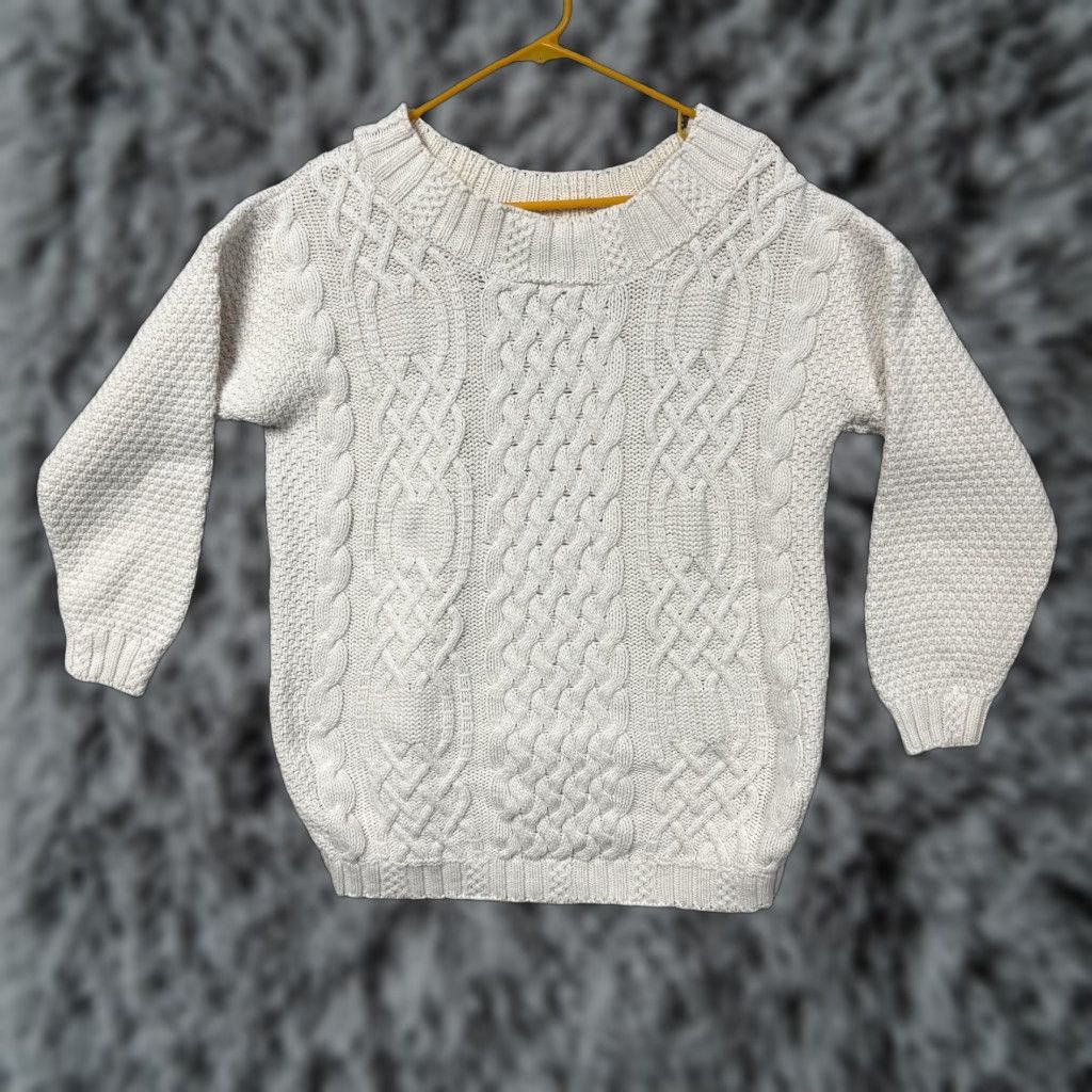 Vintage VINTAGE Cargo Sweater Men Small White Cable-Knit 100% Cotton Crew Neck Pullover Aran Fisherman Classic Size US S / EU 44-46 / 1 - 1 Thumbnail
