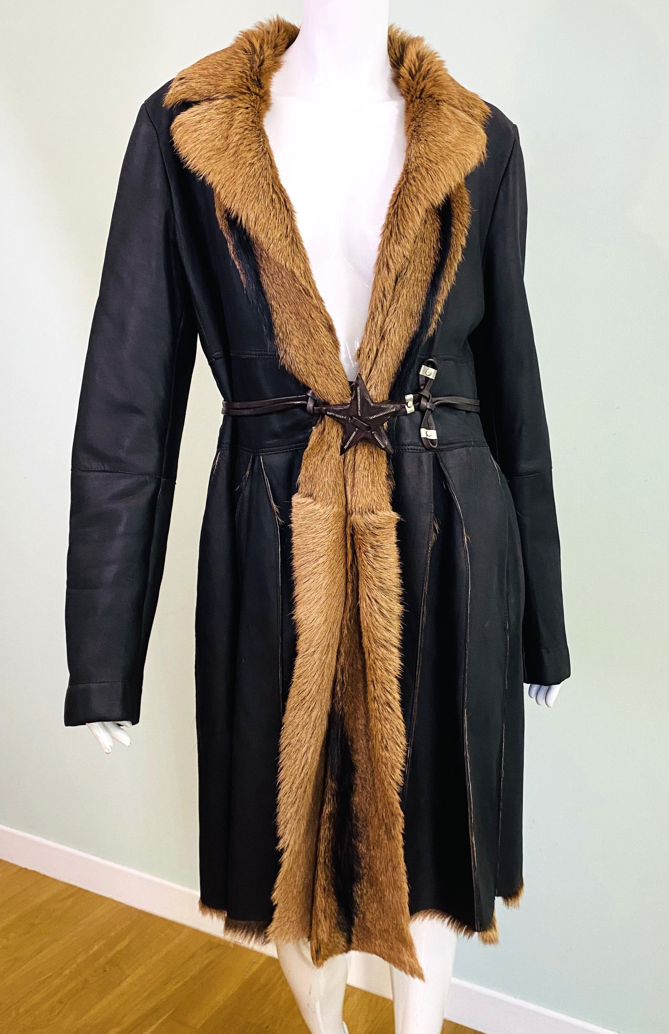 Marithe + Francois Girbaud Marithé François Girbaud Fur Goat Leather Winter Warm Coat Size L / US 10 / IT 46 - 8 Thumbnail