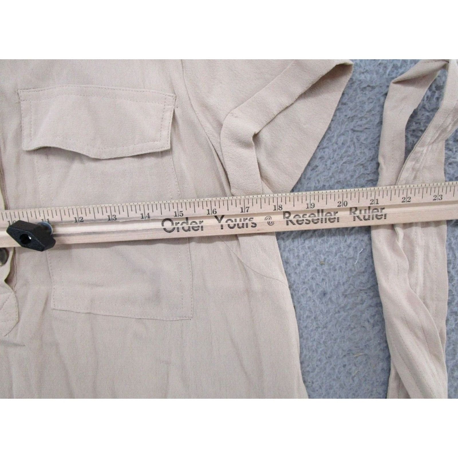 Vintage Love Tree Dress Belted Short Sleeve Shirt Beige M Womens Knee Length Rayon Buttoned Collared 1/4 Sleeve Vintage:No Size 32" / US 10 / IT 46 - 4 Thumbnail