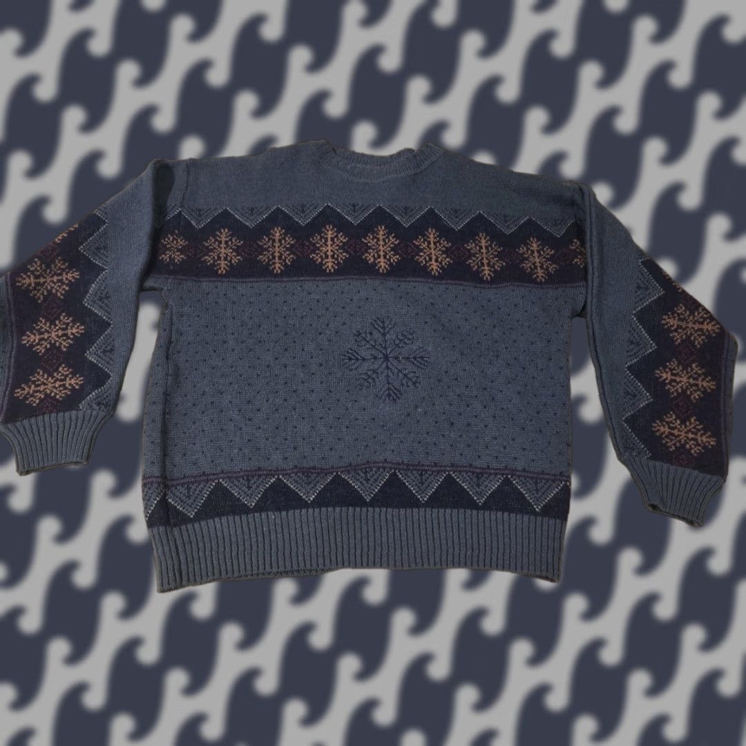 Pendleton VINTAGE Pendleton Sweater Mens XL Gray Wool Snowflake Fair Isle Knit 90s Size US XL / EU 56 / 4 - 1 Thumbnail