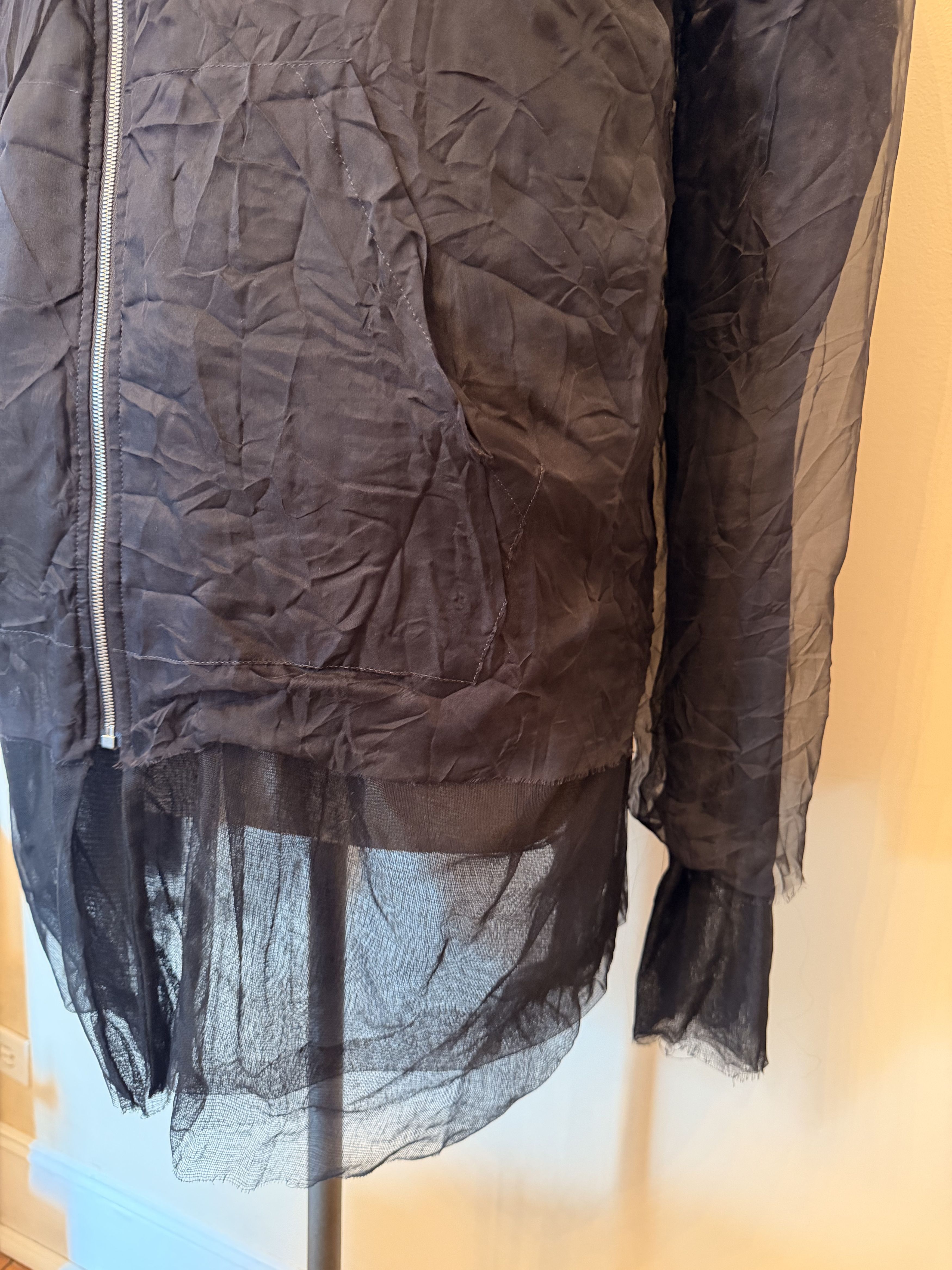 Maison Margiela NWT $1760 Men's Maison Magiela Black Silk Blend Zip Hoodie, Size US M / EU 48-50 / 2 - 4 Thumbnail