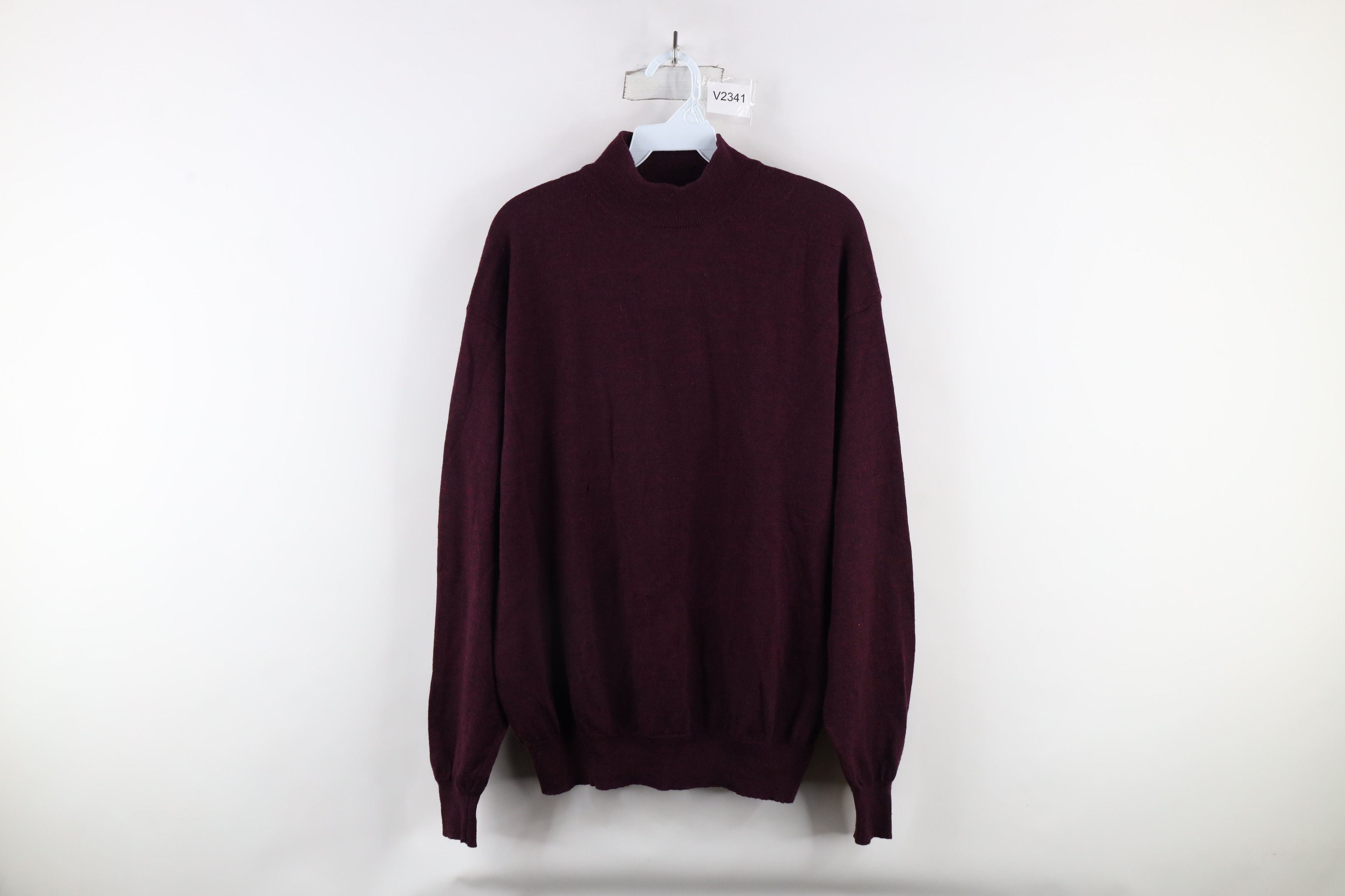 Vintage Vintage 90s Streetwear Merino Wool Knit Mock Neck Sweater Size US L / EU 52-54 / 3 - 1 Thumbnail