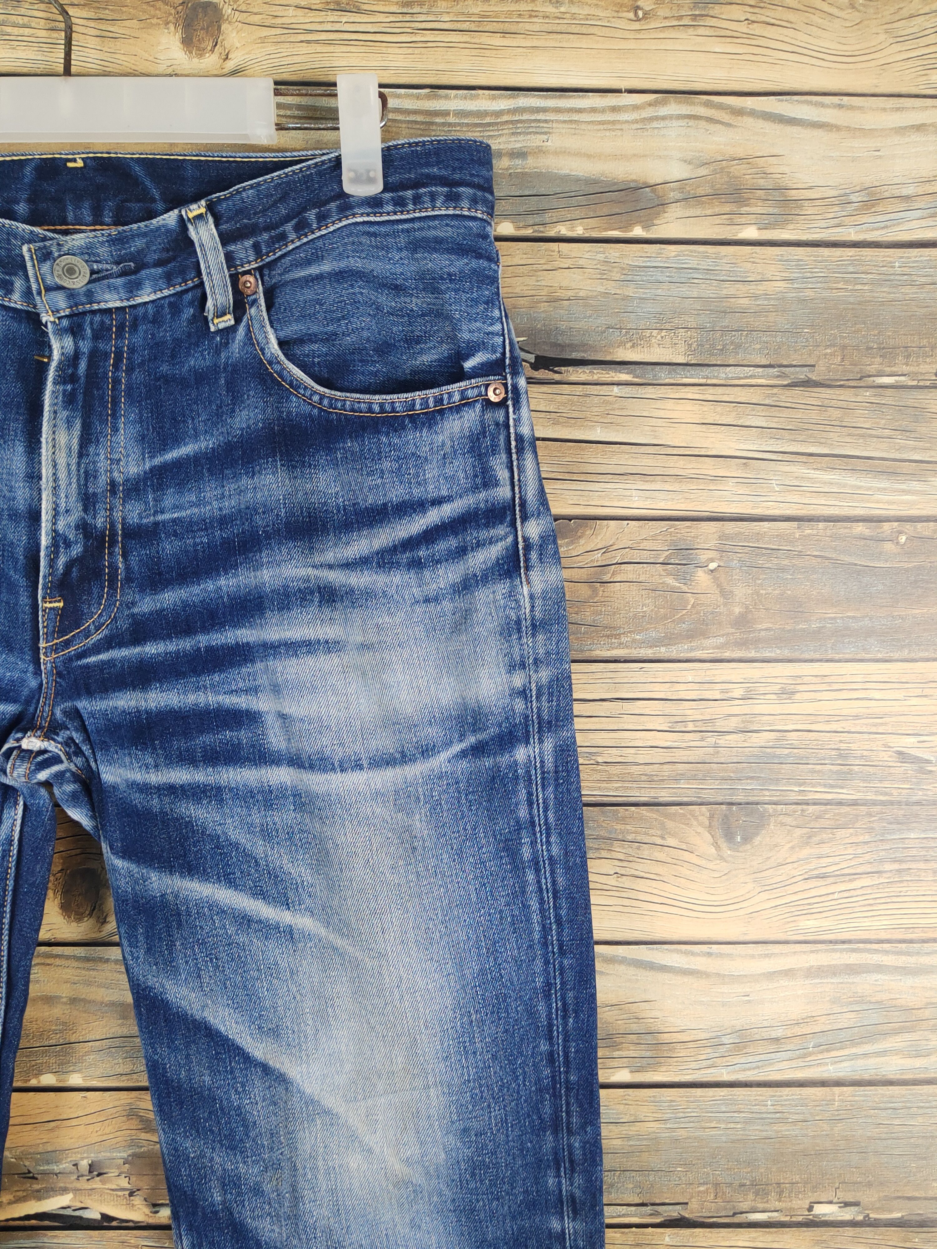 Levi's Vintage Levis 502 Redline Selvedge Faded Blue Jeans #W1323 Size US 33 - 5 Thumbnail