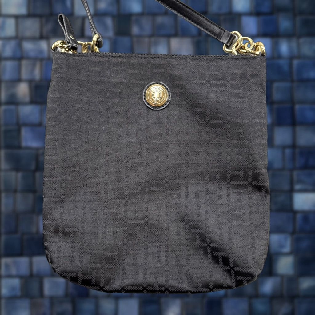Tommy Hilfiger Tommy Hilfiger Crossbody Bag Black Jacquard Logo Print Adjustable Strap Zip Up Womens Size ONE SIZE - 1 Thumbnail