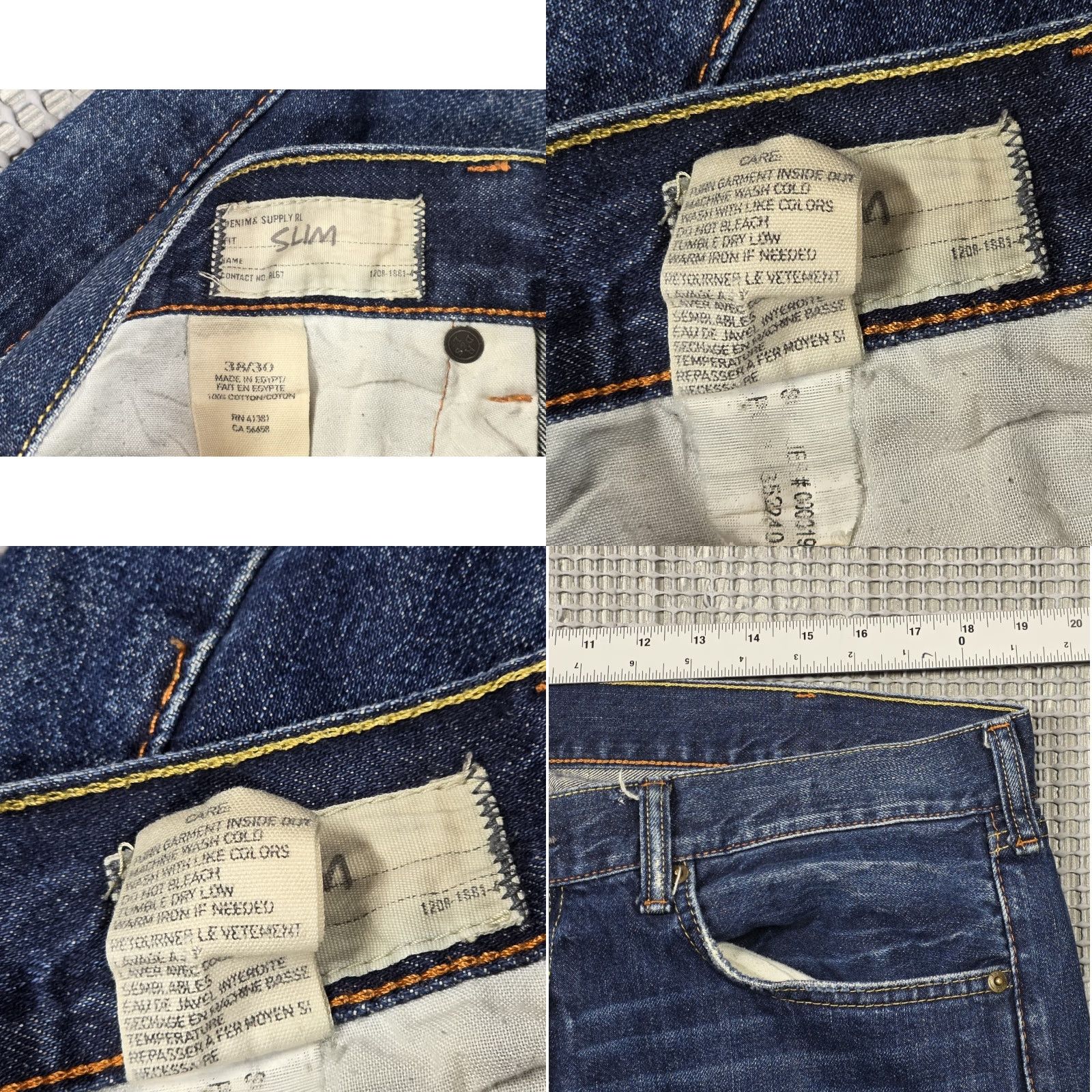 Ralph Lauren Denim & Supply Ralph Lauren Slim Fit Mens Jeans Dark Fade Distress Wash Size 38x30 Denim Jeans Straight 5-Pocket Mens Blue Regular Fit 38x30 Size US 38 / EU 54 - 8 Thumbnail