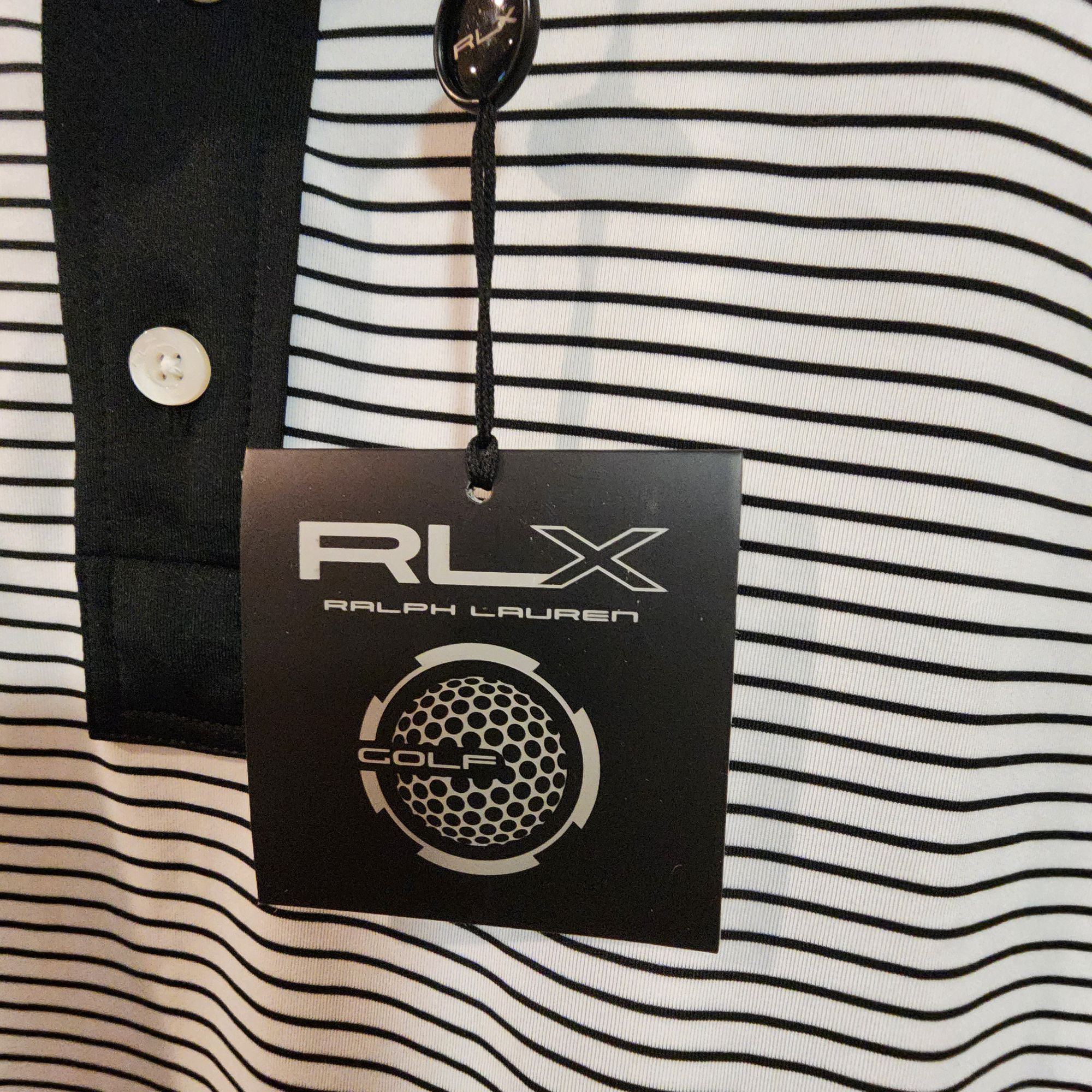 Designer RLX Ralph Lauren Mens Striped Polo Shirt XL Polyester Elasta Size US XL / EU 56 / 4 - 4 Thumbnail