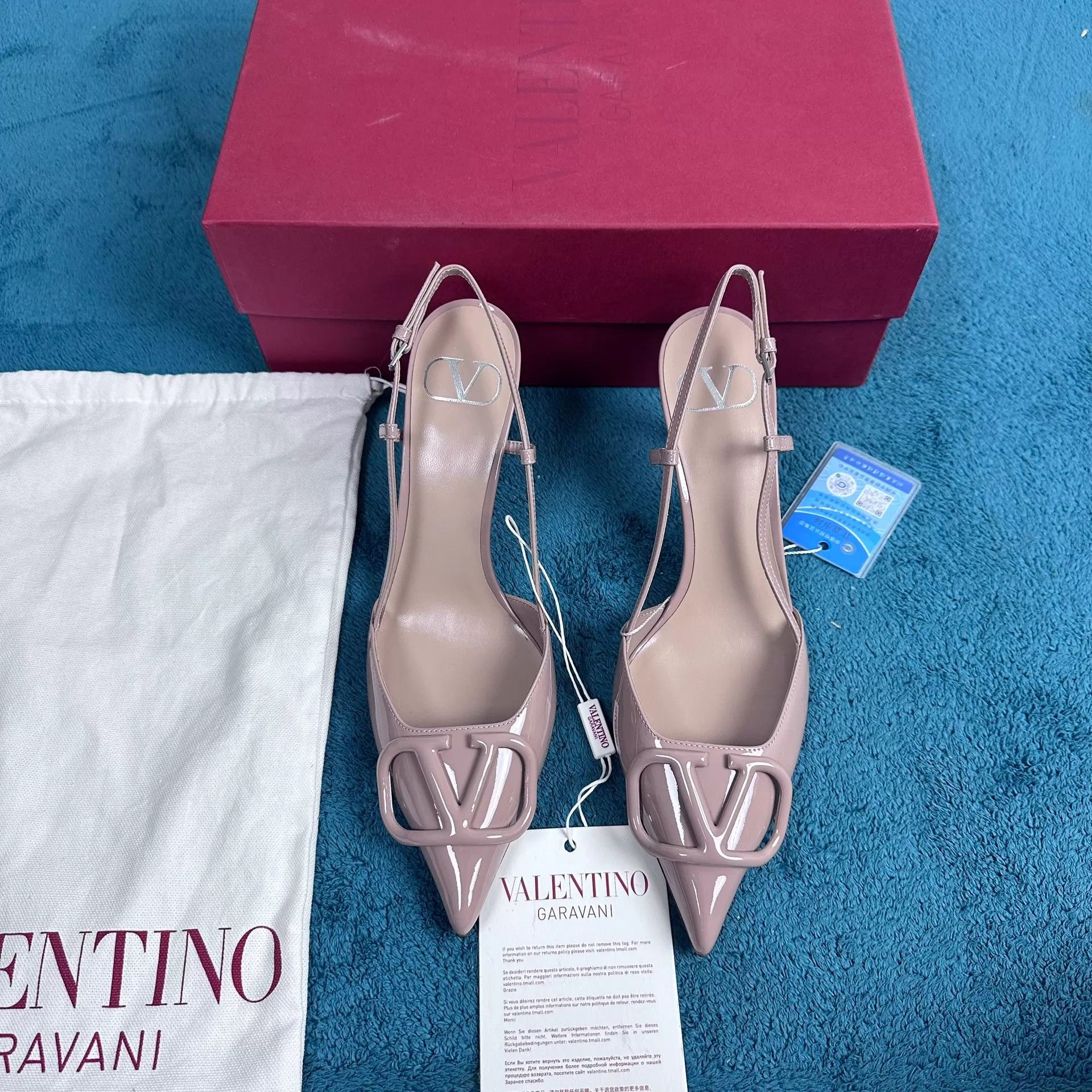 Valentino Valentino patent leather lace-up heels cinnamon pink 37.5 Size US 7 / IT 37 - 1 Thumbnail