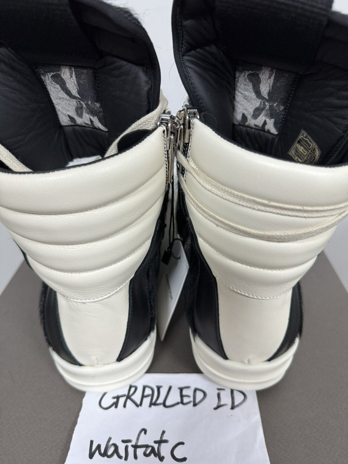 Rick Owens RICK OWENS PONY HAIR LEATHER BLACK MILK GEOBASKETS Size US 10 / EU 43 - 8 Thumbnail