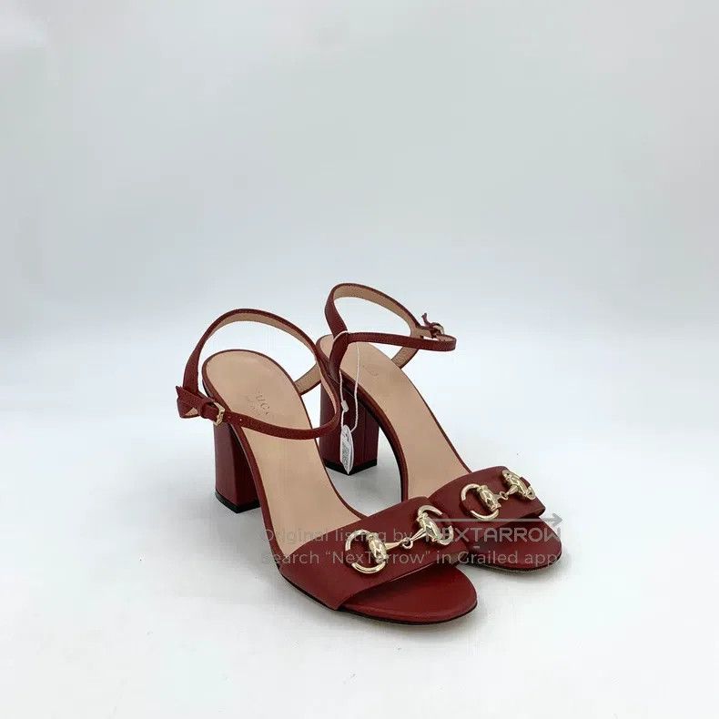 Gucci Gucci Dark red horse buckle one-string thick high-heeled s Size US 4.5 / IT 34.5 - 2 Thumbnail