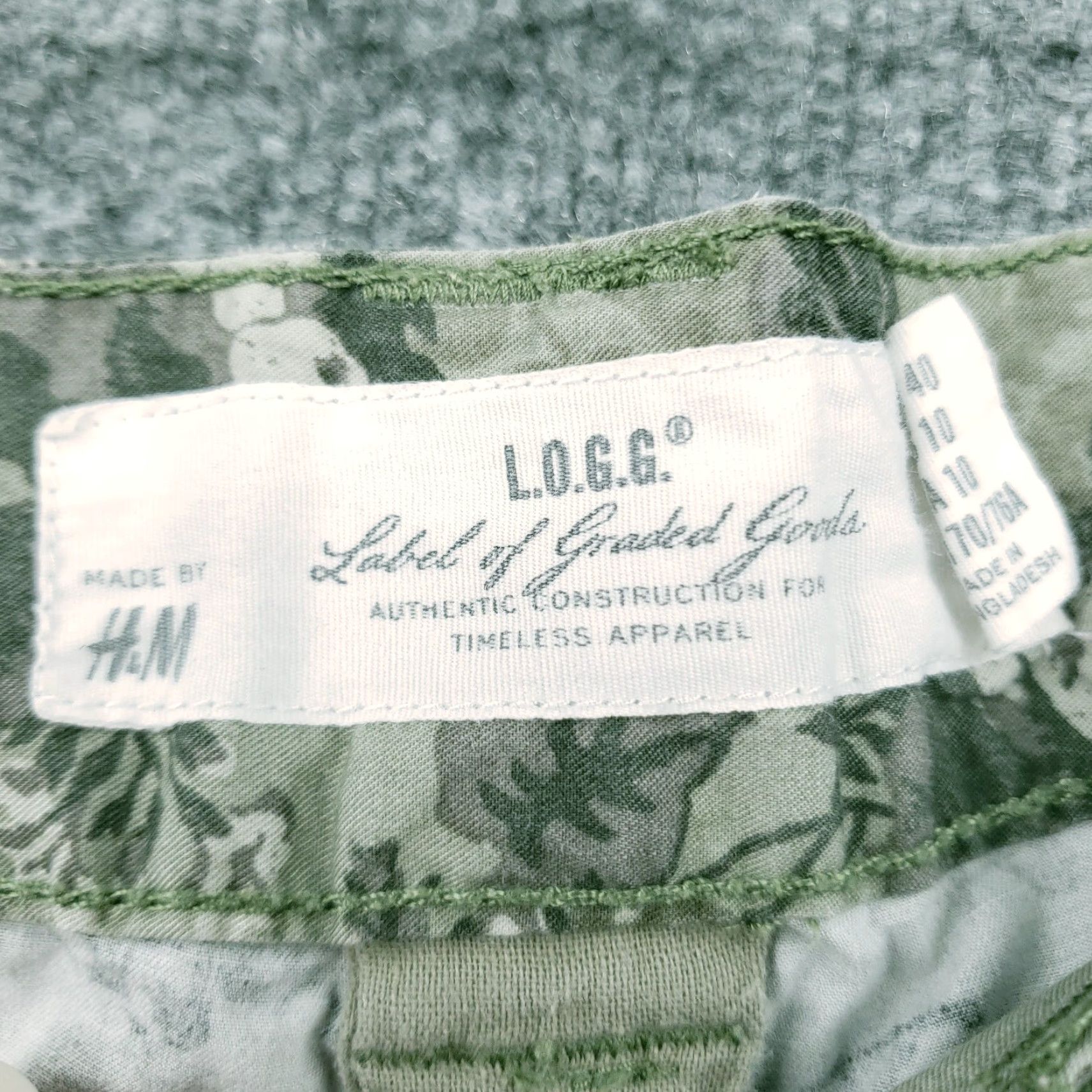 H&M H&M Shorts Womens 19 Green Chino Mid Rise Floral Flat Front Cotton Size 32" / US 10 / IT 46 - 3 Thumbnail