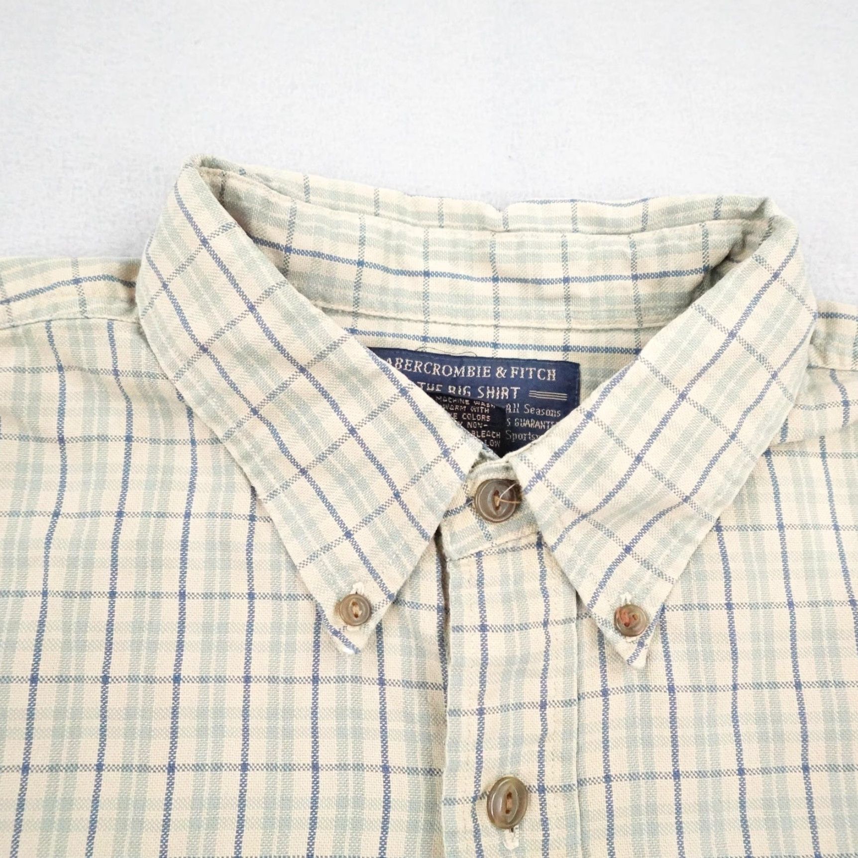 Abercrombie & Fitch VINTAGE Abercrombie & Fitch Shirt Mens XL Beige Plaid Button-Up Canvas Big & Tall Size US XL / EU 56 / 4 - 2 Thumbnail