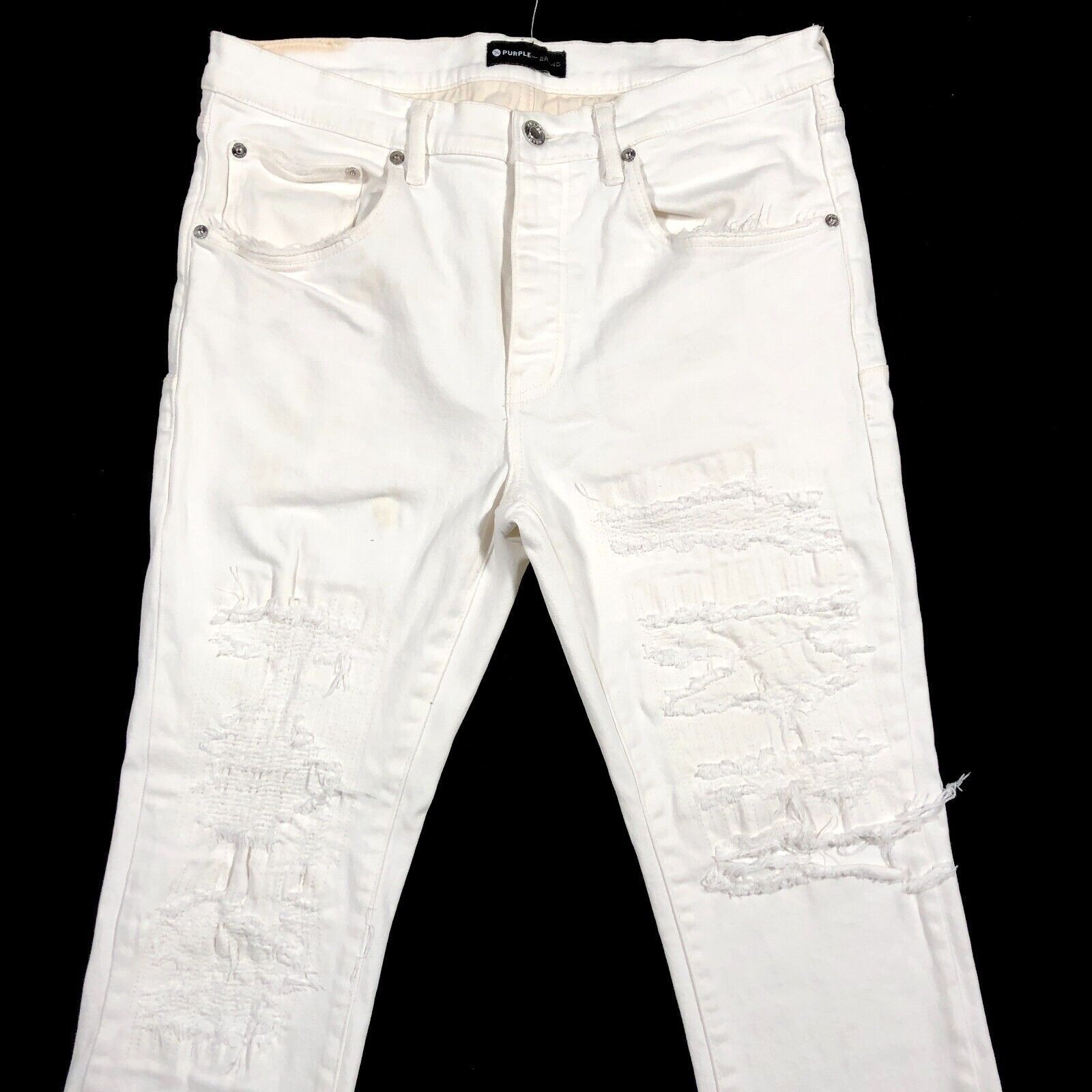 Purple Brand PURPLE BRAND P001 GREY FOUR POCKET DESTROY Jeans size 36x34 Size US 36 / EU 52 - 9 Thumbnail