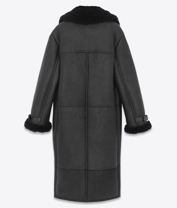 Saint Laurent Paris o1bcso1str1225 Long Aviator Jacket in Aged-Leather in Black Size M / US 6-8 / IT 42-44 - 4 Thumbnail