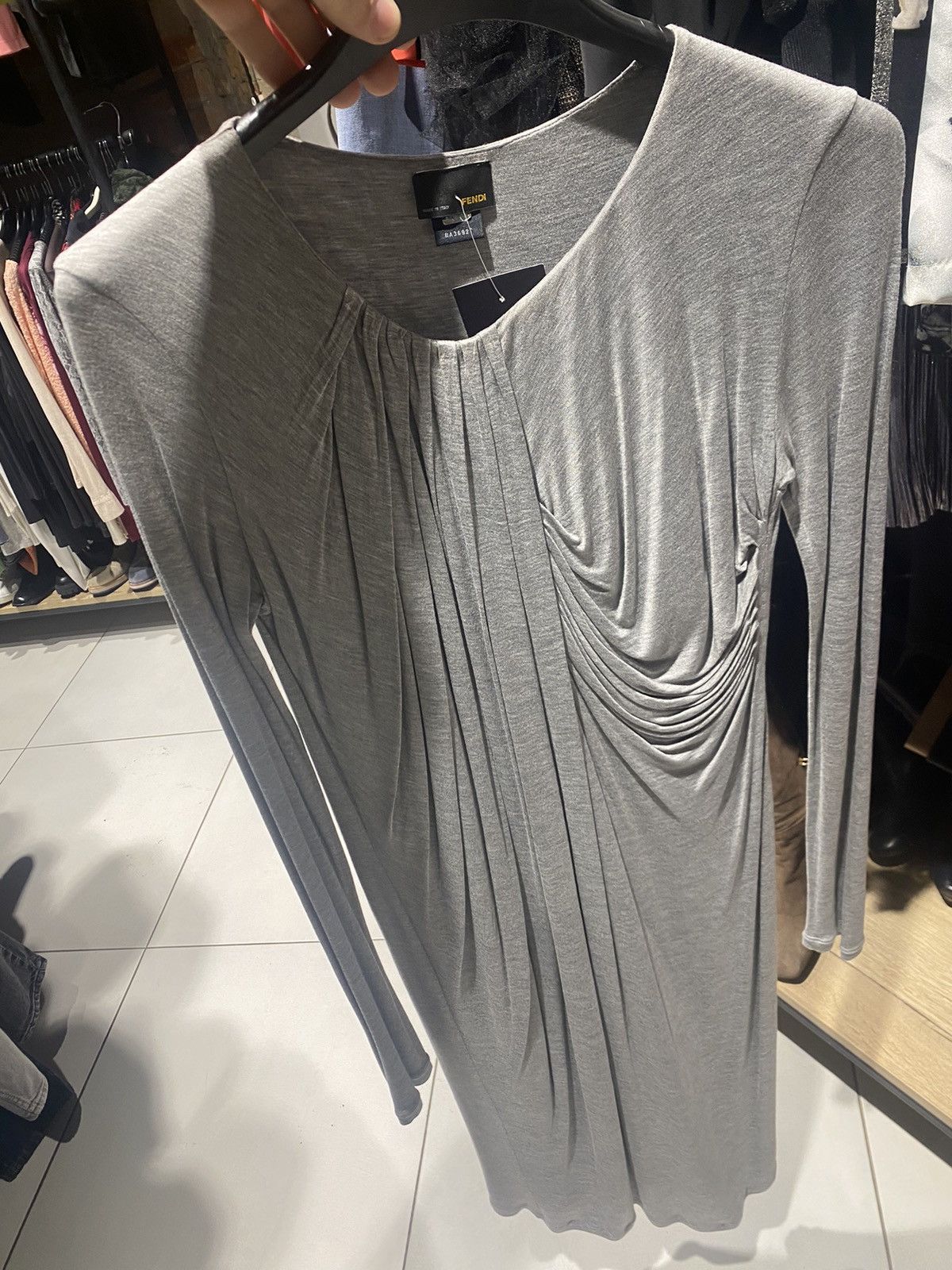 image of Dress Fendi Luxury in Silver, Women's (Size Medium)