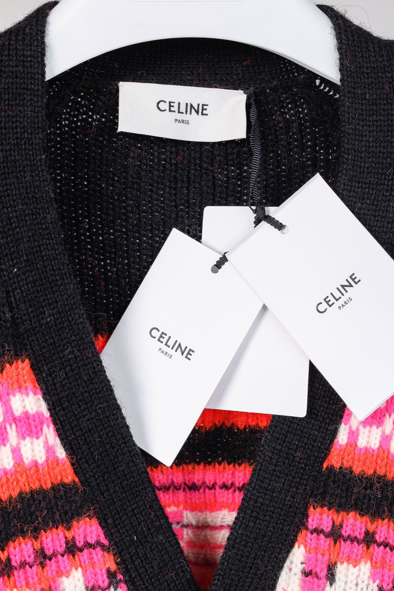 Celine Celine Pink Striped Jacquard-Knit Wool Ski Cardigan Size US S / EU 44-46 / 1 - 4 Thumbnail