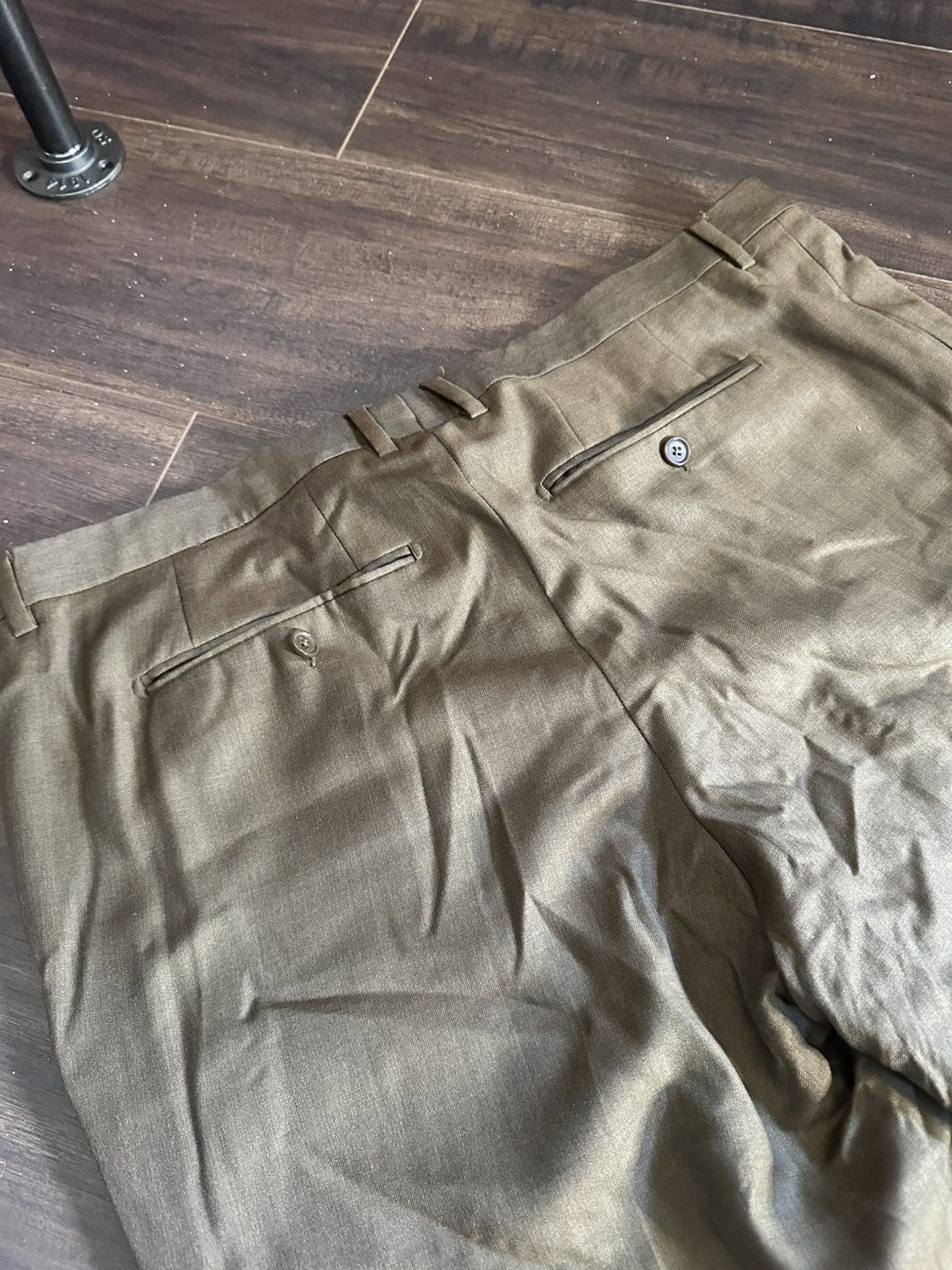 Santorelli Luxury Serge tobacco brown virgin wool pleated trousers Size 42S - 8 Thumbnail
