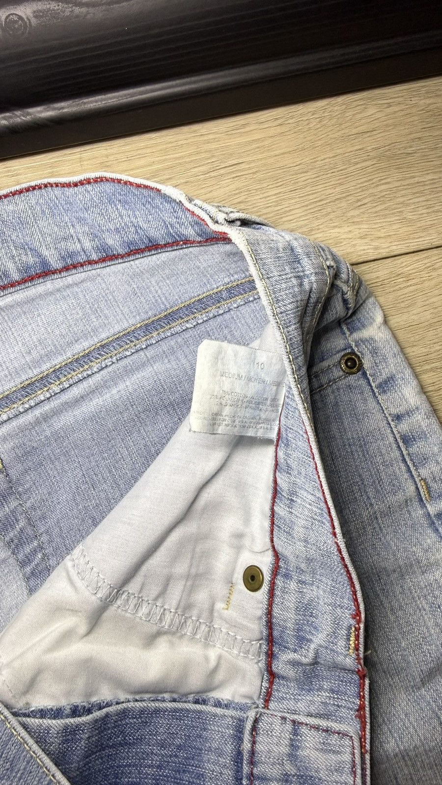 Other Y2K 2000s Light Wash Embroidered Swan Flared Selvedge Denim Size 32" / US 10 / IT 46 - 4 Thumbnail