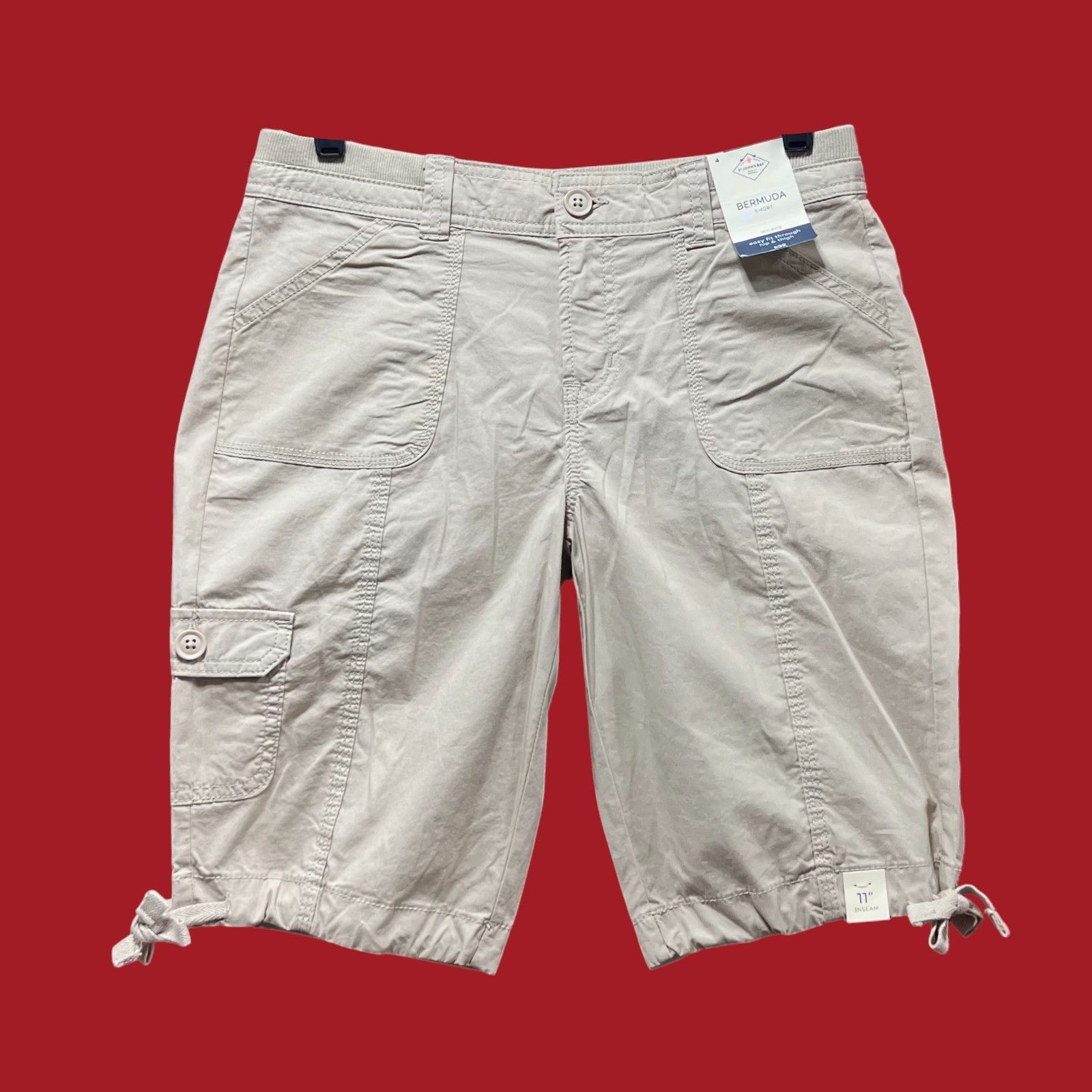 Other St. John's Bay - Women's Mid-Rise Cargo Bermuda Short - Beig Size 27" / US 4 / IT 40 - 3 Thumbnail